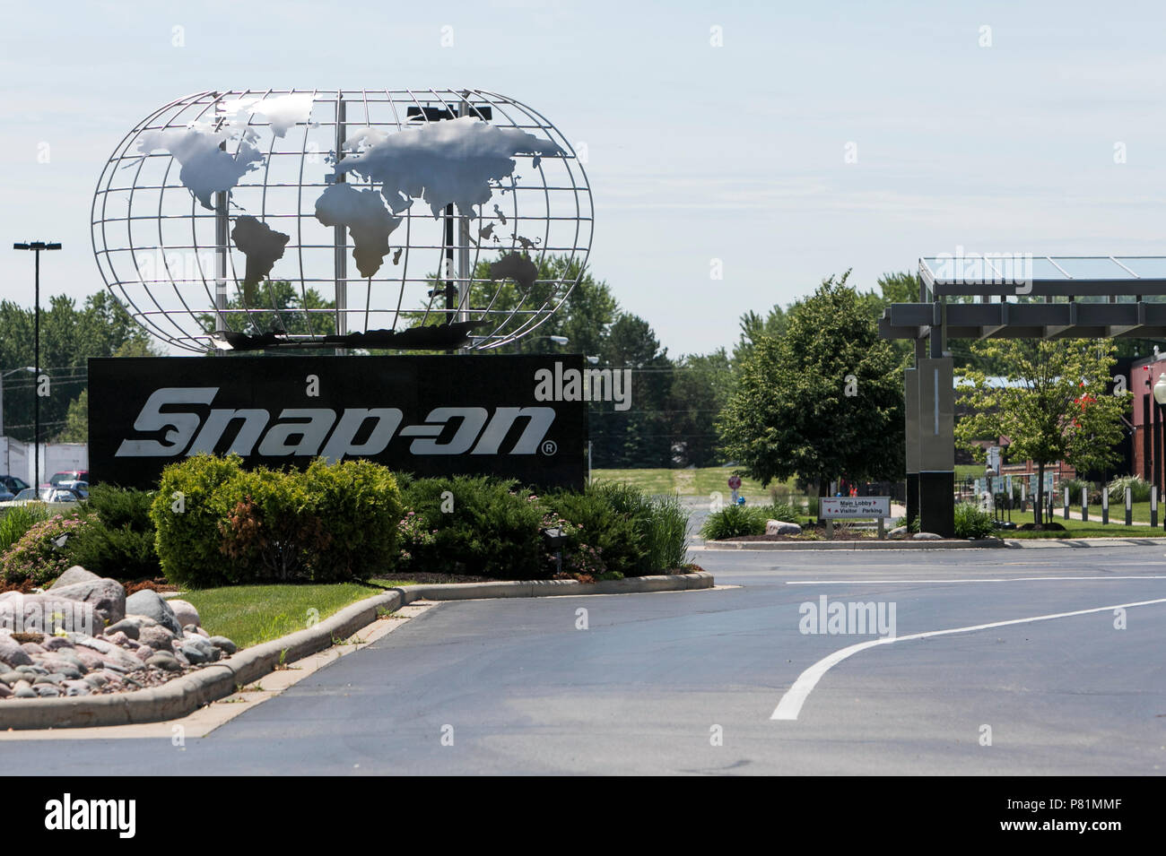 Ein logo Zeichen außerhalb des Hauptsitzes der Snap-on, Inc., die in Kenosha, Wisconsin, am 23. Juni 2018. Stockfoto