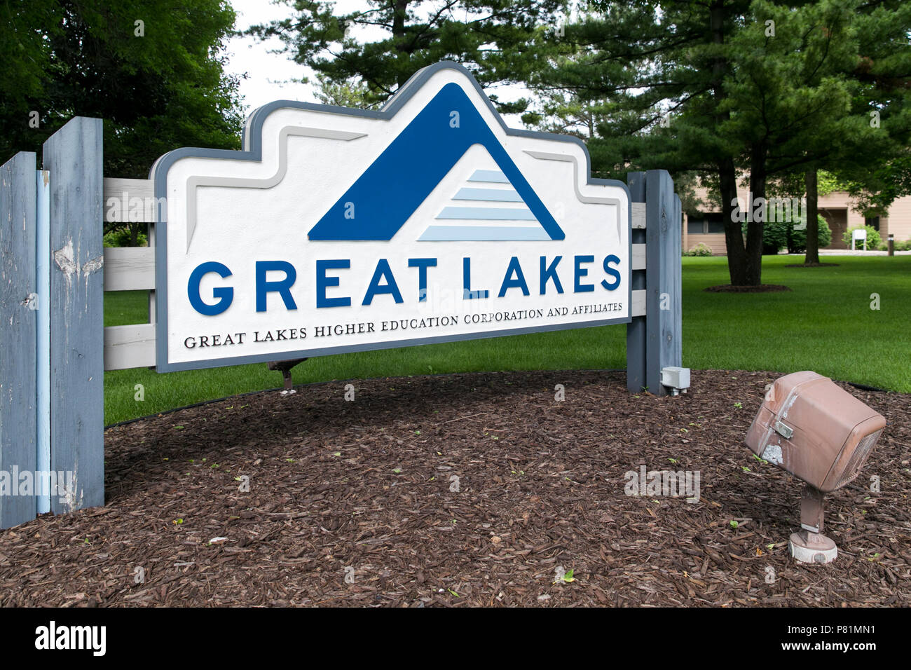 Ein logo Zeichen außerhalb des Hauptquartiers der Großen Seen Hochschulbildung Corporation in Madison, Wisconsin, am 23. Juni 2018. Stockfoto