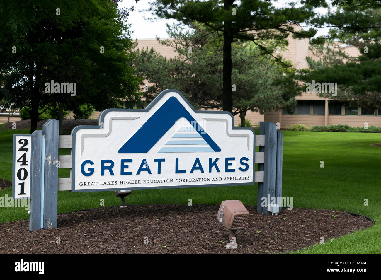 Ein logo Zeichen außerhalb des Hauptquartiers der Großen Seen Hochschulbildung Corporation in Madison, Wisconsin, am 23. Juni 2018. Stockfoto