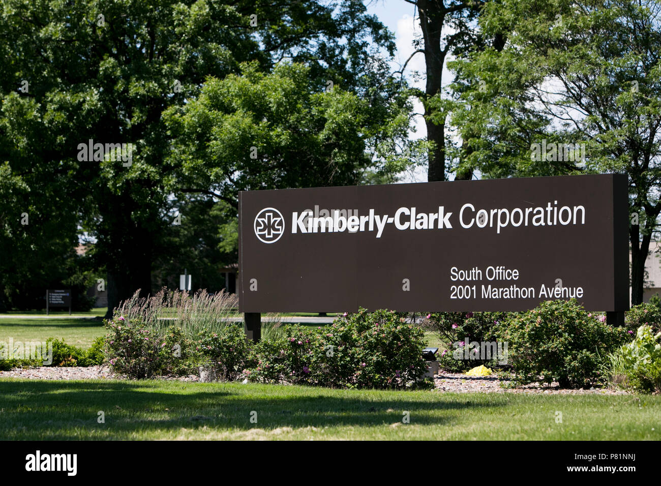 Ein logo Zeichen außerhalb einer Anlage von der Kimberly-Clark Corporation in Neenah, Wisconsin besetzt, am 24. Juni 2018. Stockfoto