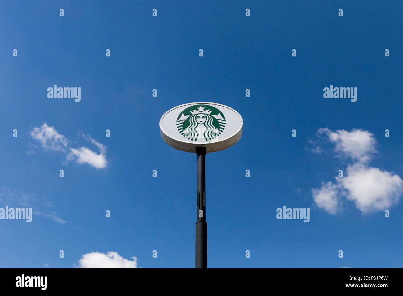 Ein logo Zeichen außerhalb von einem Starbucks-café in Beloit, Wisconsin, am 23. Juni 2018. Stockfoto