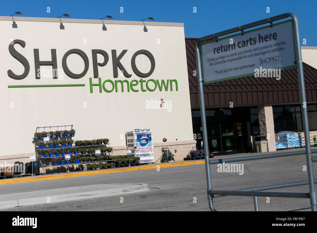 Ein logo Zeichen außerhalb eines Shopko Heimatstadt Einzelhandelsgeschäft in Kiel, Wisconsin, am 24. Juni 2018. Stockfoto