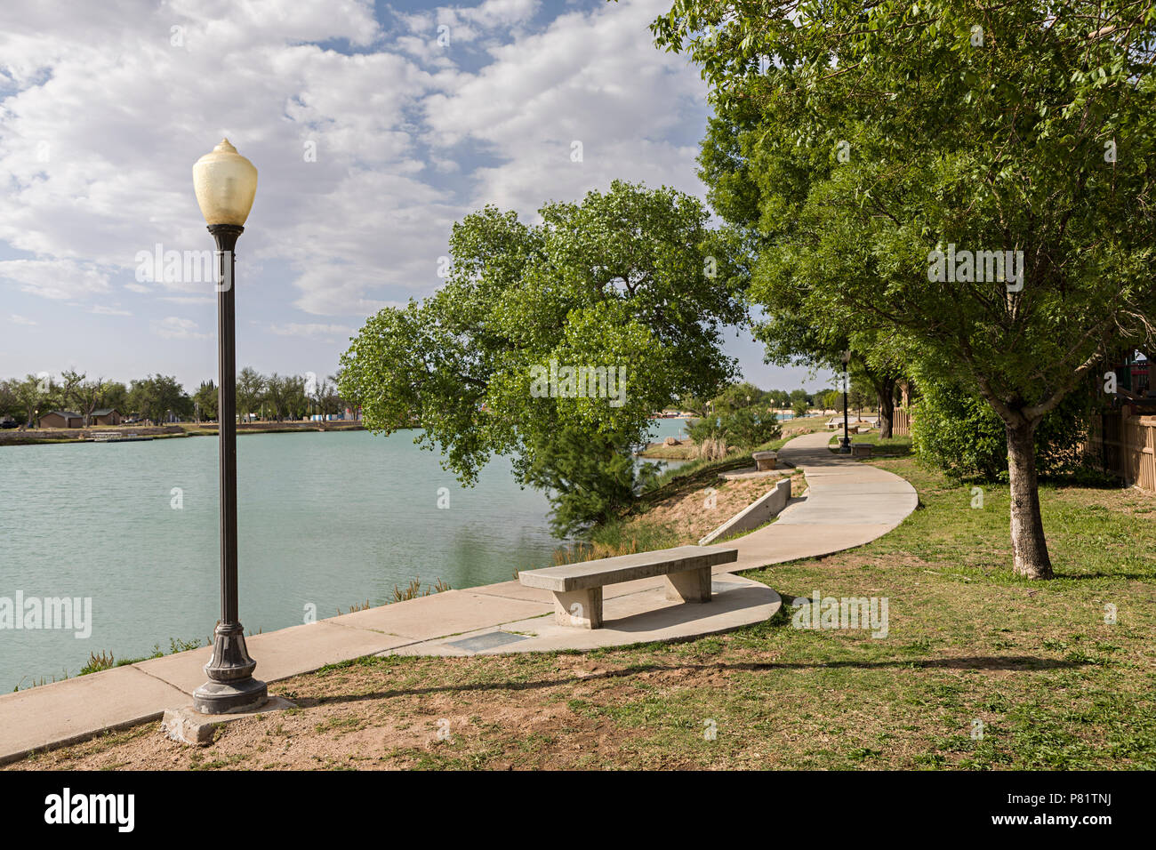 Riverside Park Gehweg, Carlsbad, New Mexico, USA Stockfoto