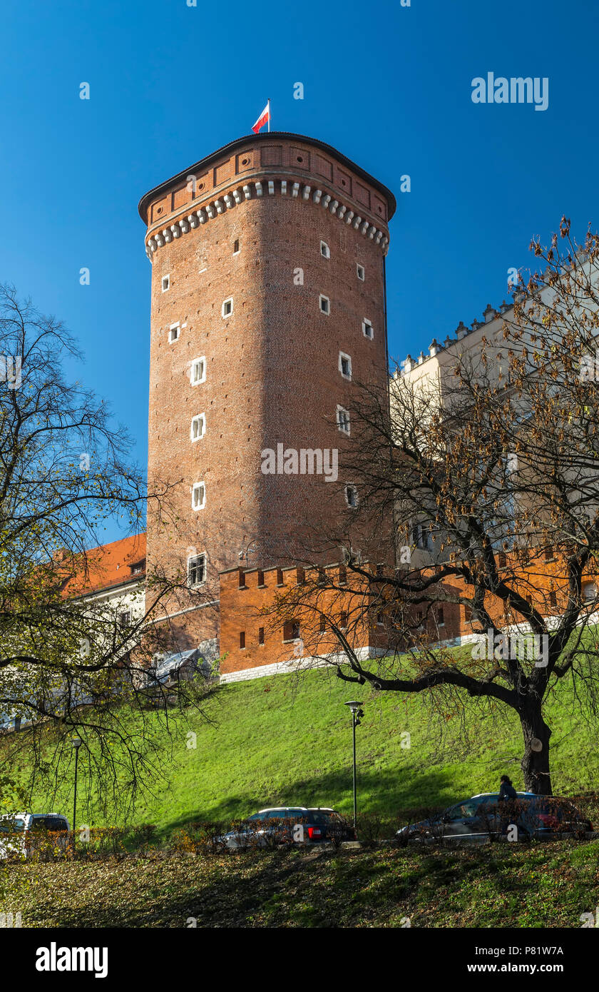Senatorische Turm (Lubranka) - einer der drei derzeit bestehenden Türme Schloss Wawel in Krakau, Polen Stockfoto