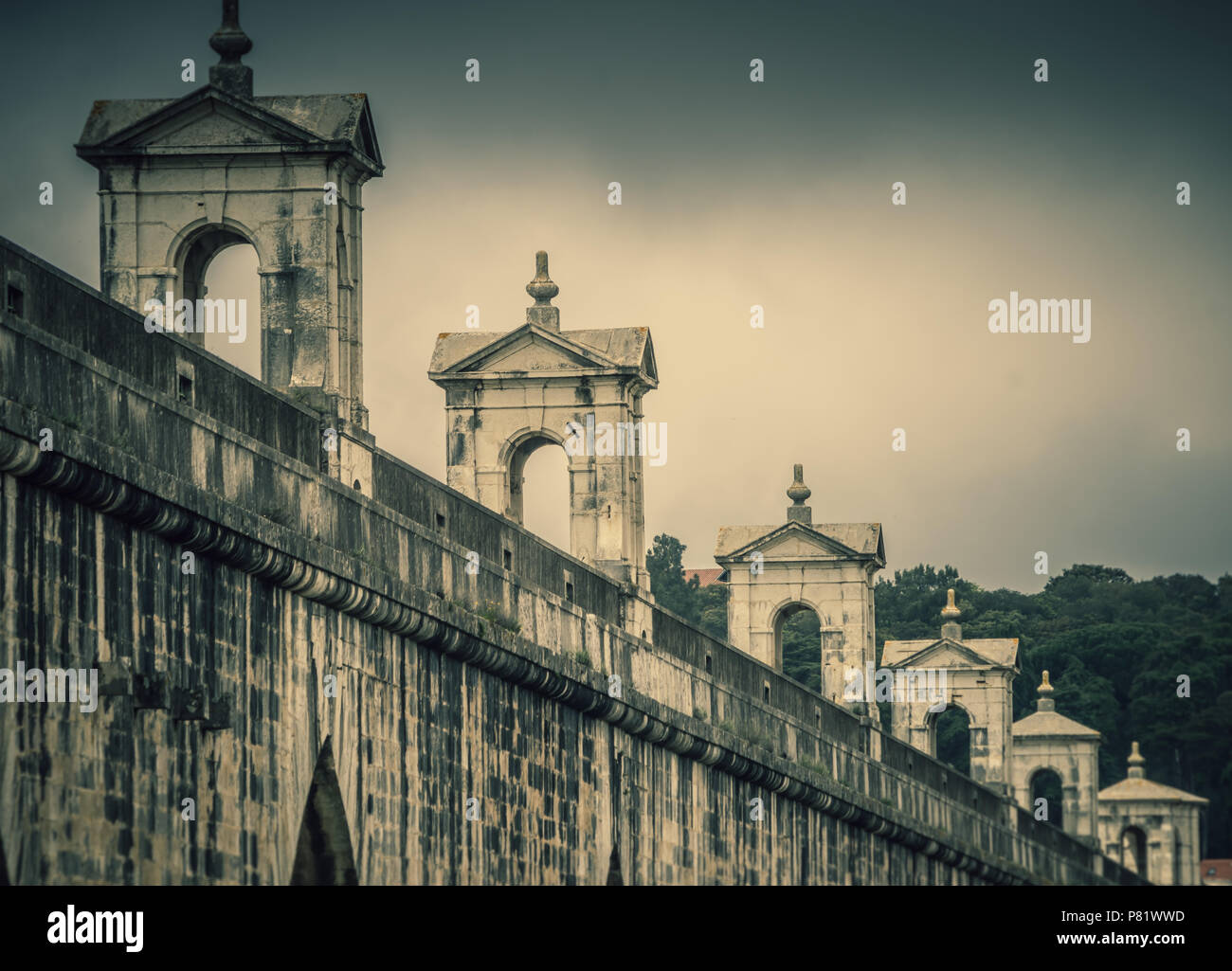 Lissabon, Portugal, aquädukt Aqueduto das Águas Livres Stockfoto