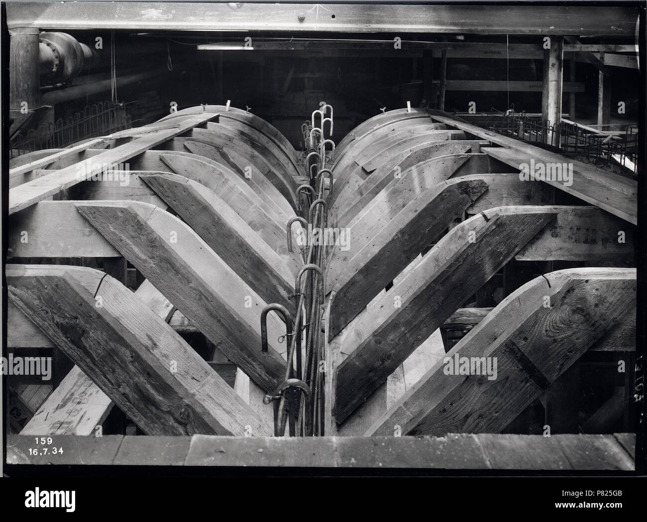 152 ETH-BIB-Zürich, ETH Zürich, Maschinenlaboratorium (ML), Institut für Aerodynamik, Schalung für Windkanal, Detail der Holzbalken-Ans 01418 Stockfoto