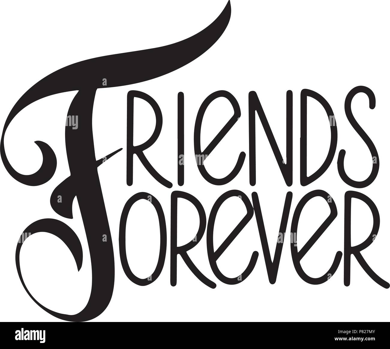 Freundschaft Tag Hand gezeichnet Schriftzug. Freunde für immer. Vektor Elemente für Einladungen, Poster, Grußkarten. T-shirt Design Stock Vektor