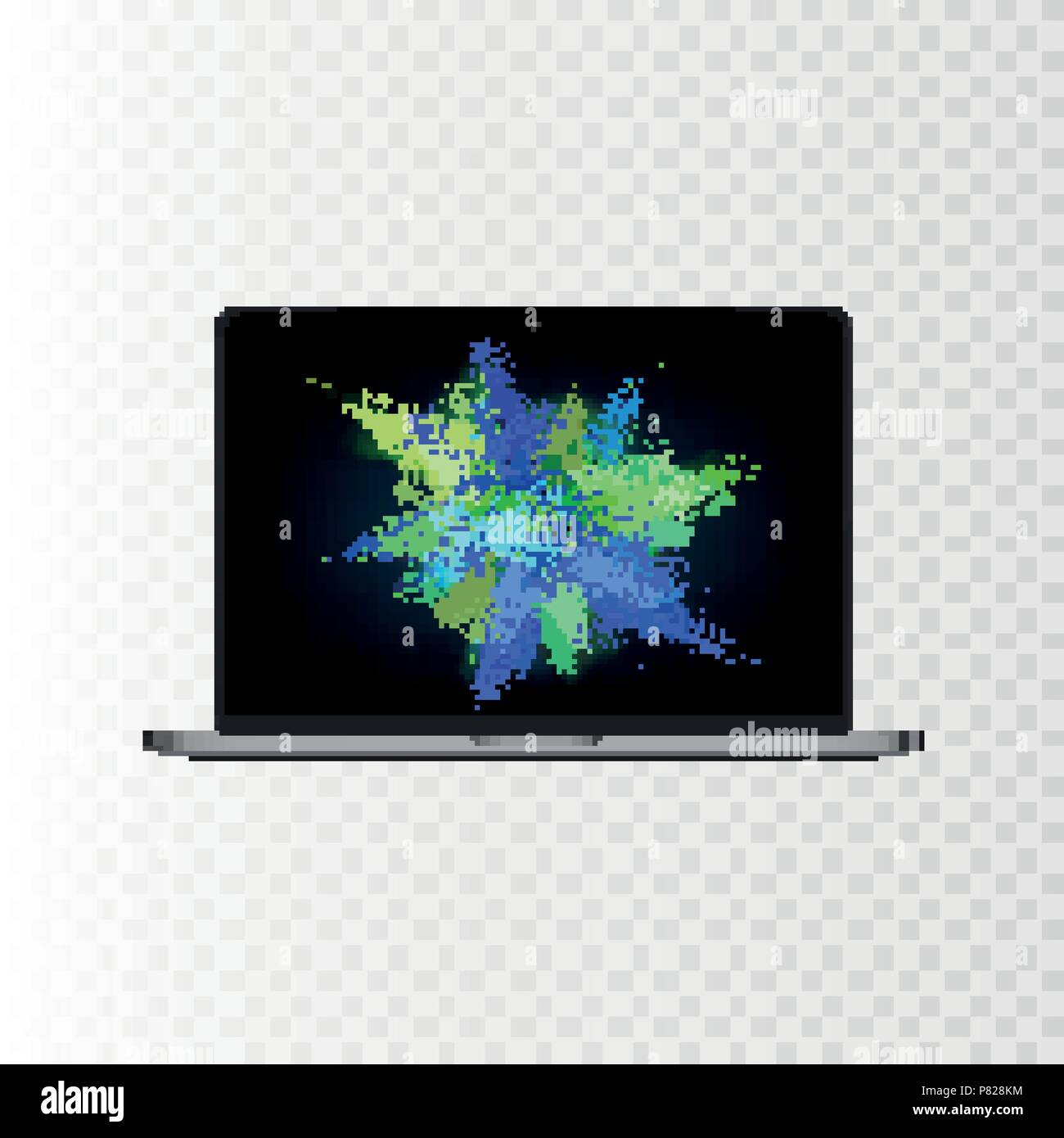 Vektor Illustration realistische persönliche Professionelle computer, PC, Laptop isoliert auf eine transparente karierten Hintergrund. Wallpaper auf dem Geröll Stock Vektor