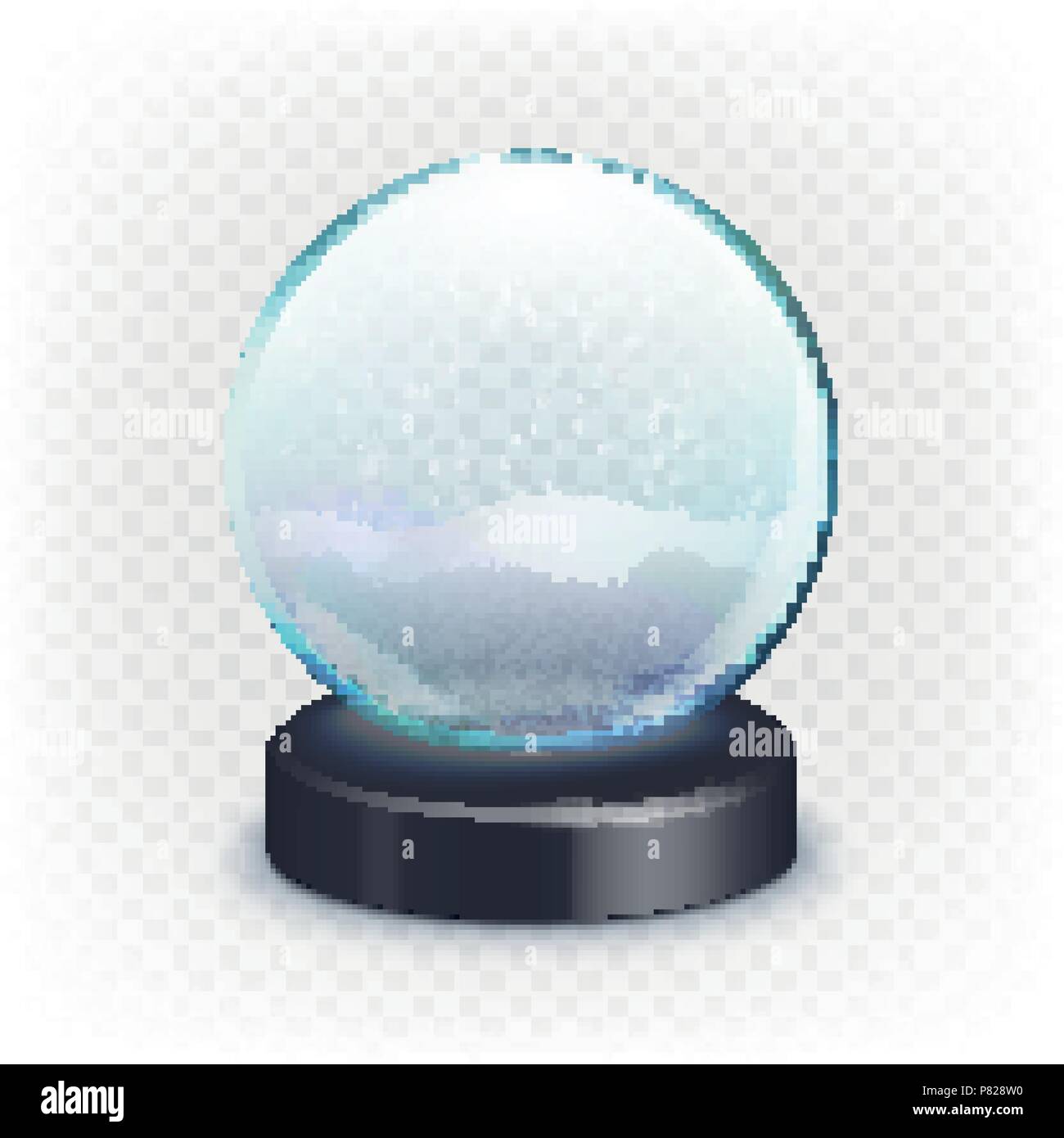Vektor Illustration realistische neues Jahr Weihnachten leer Schneekugel, Kugel isoliert auf eine transparente karierten Hintergrund. Bereich Magie, realistische Dome, Crystal glänzend. EPS 10. Stock Vektor