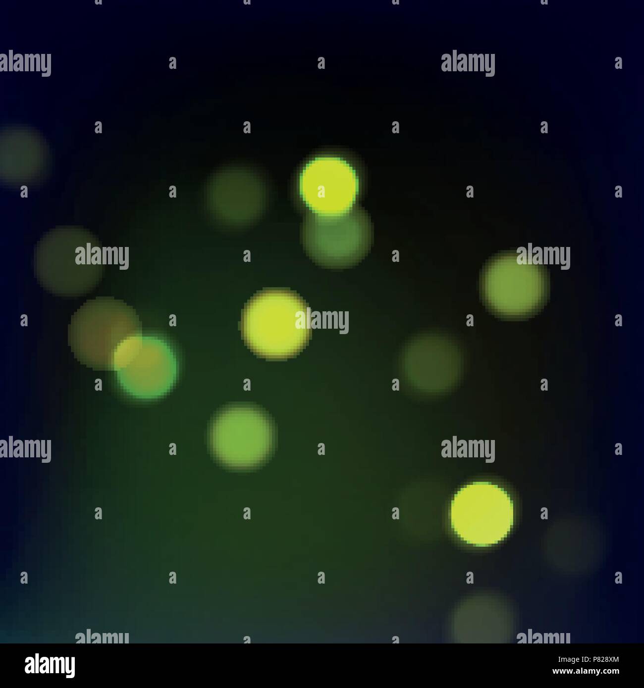 Vektor illustration Glühwürmchen Nacht tropischen Hintergrund. Lichter, Blätter, Gras. EPS 10. Stock Vektor