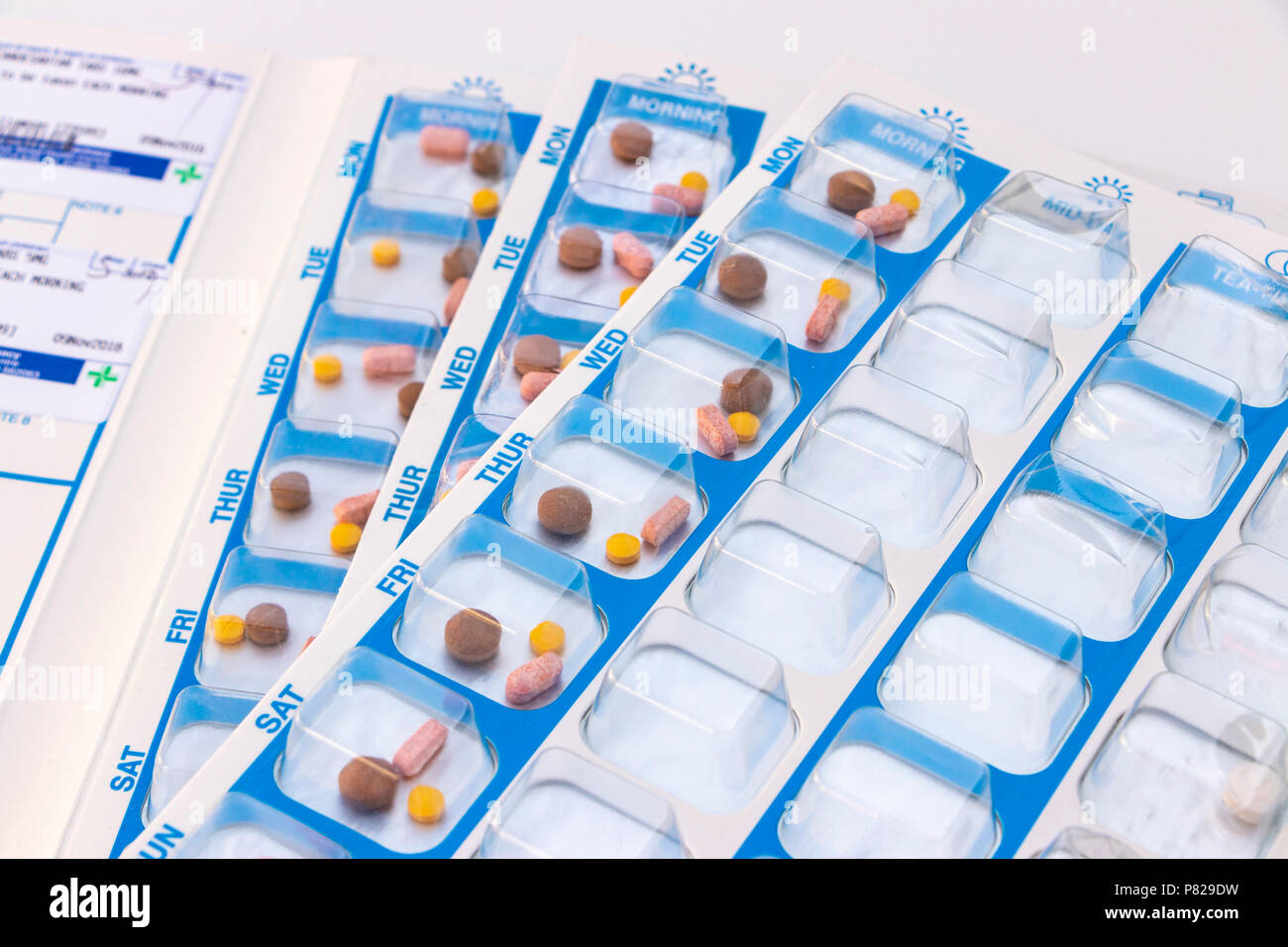 Blisterpackung, Spender für Pillen und Drogen Stockfoto