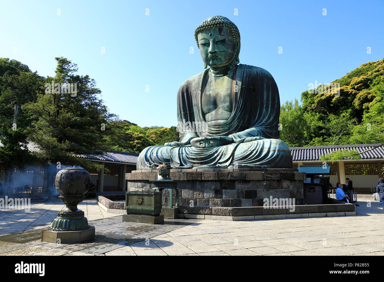 KAMAKURA JAPAN, Mai 2018: Der kamakura Daibutsu (Großen Buddha aus Kamakura) auf dem Gelände des Kotokuin Tempel in Kamakura Stadt Stockfoto