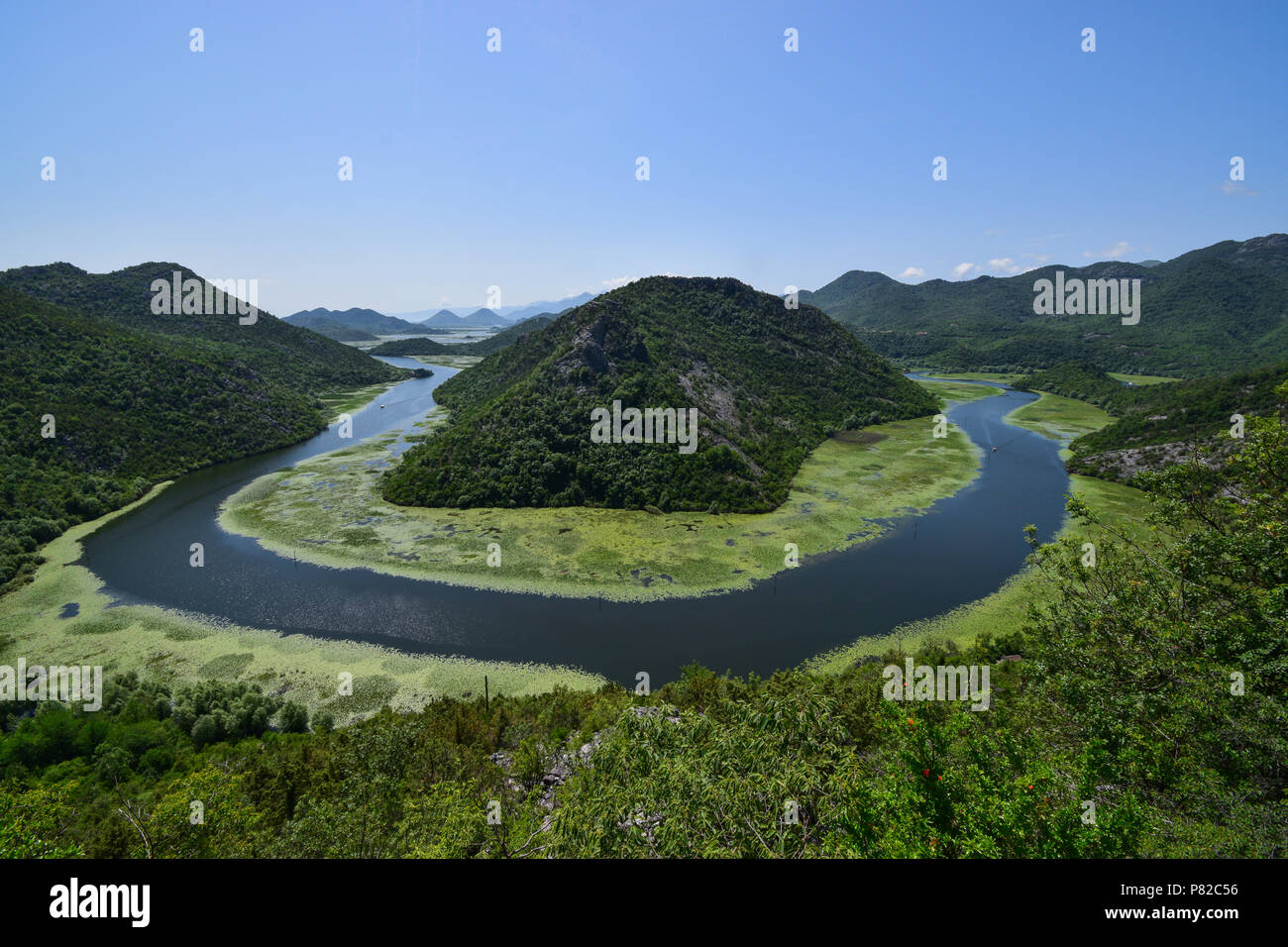 Fluss (Rijeka Crnojevica Crnojevića) ist ein Fluss im Süden von Montenegro, die fliesst in Skadar-see (Skadarsko jezero). Stockfoto