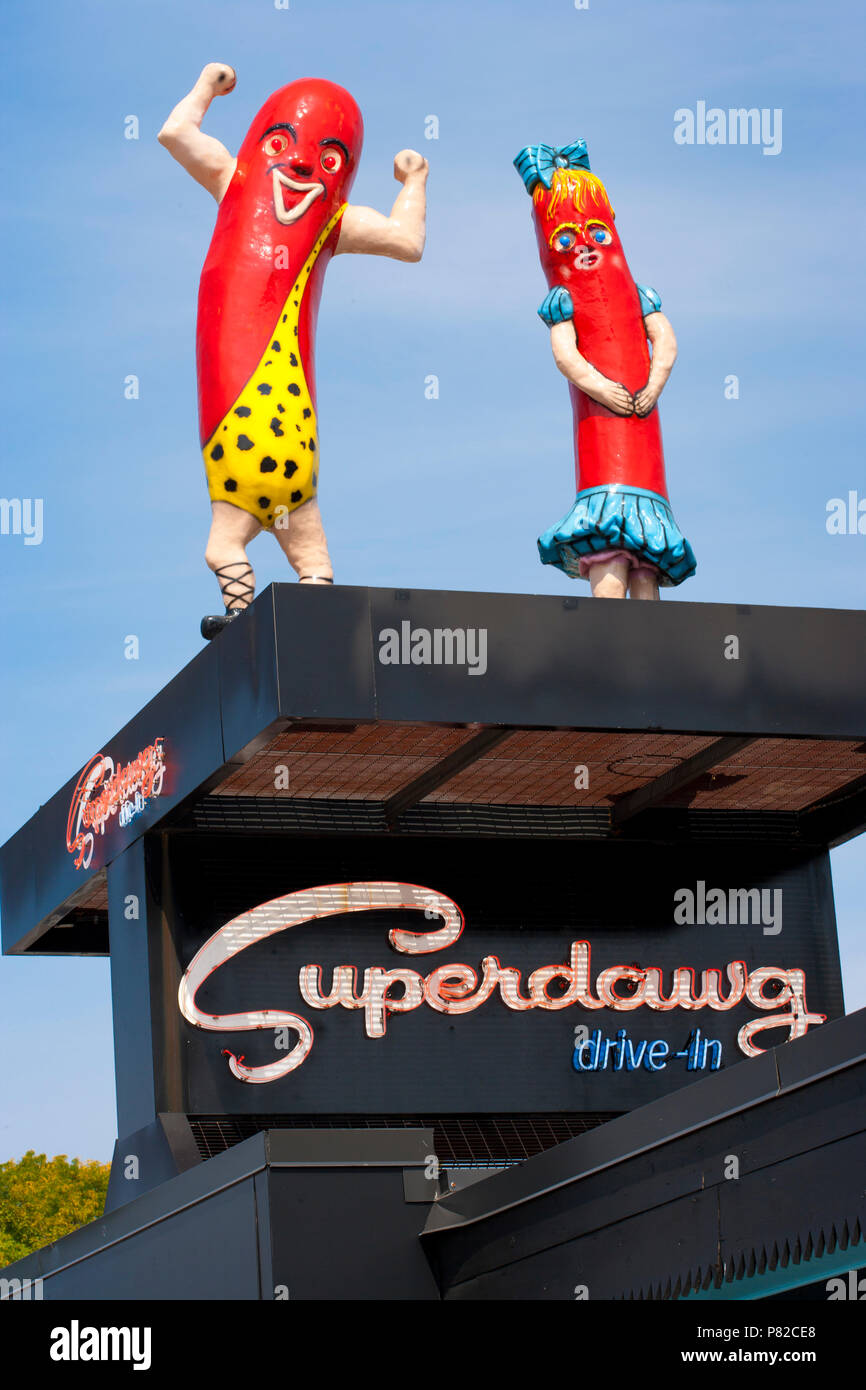 Superdawg Hot Dog drive-in, Chicago, Illinois Stockfoto