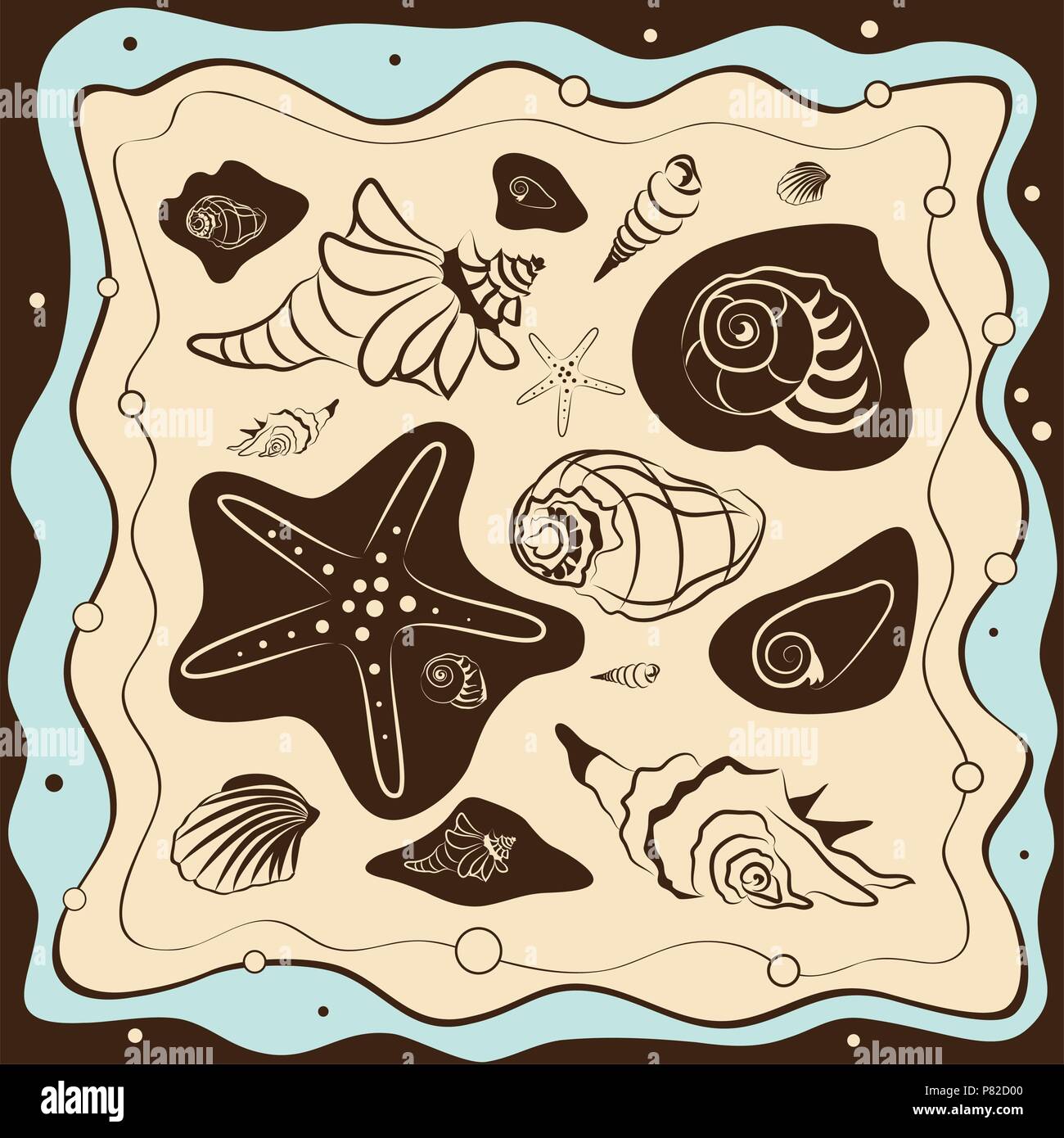 Muscheln Hintergrund, Vector Illustration Stock Vektor