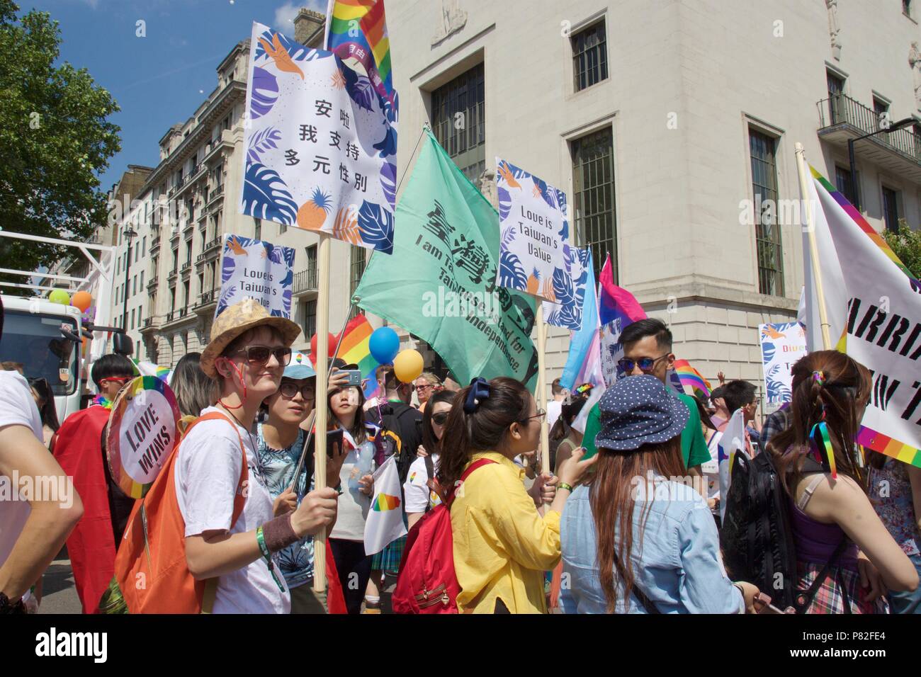 Taiwan LGBT-Anhänger im Pride Parade in London 2018 Stockfoto