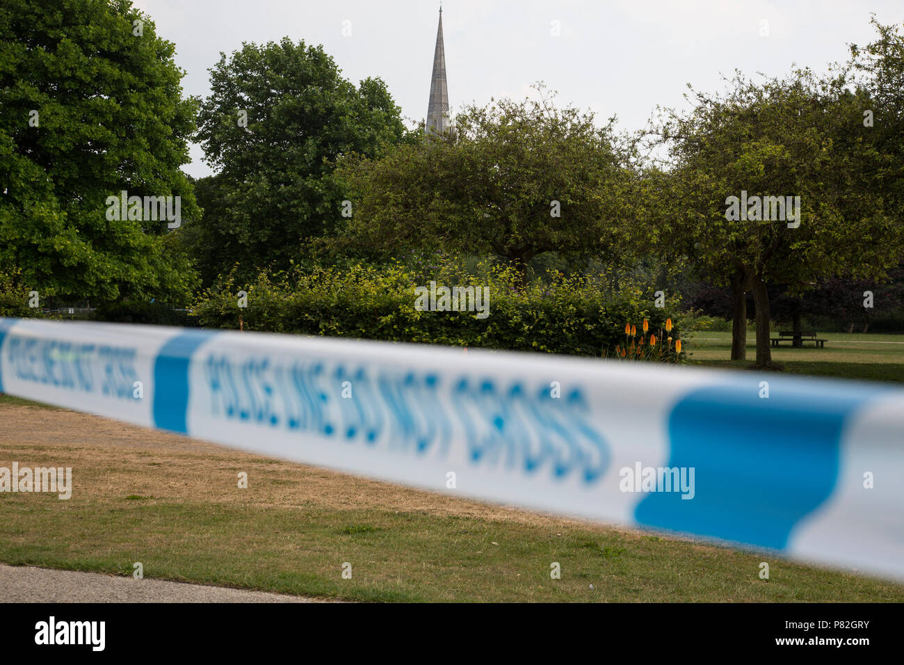 Queen Elizabeth Gärten in Salisbury, wo Detektive sind auf der Suche nach einem Behälter mit novichok sie glauben können, die Quelle der Verschmutzung. Stockfoto