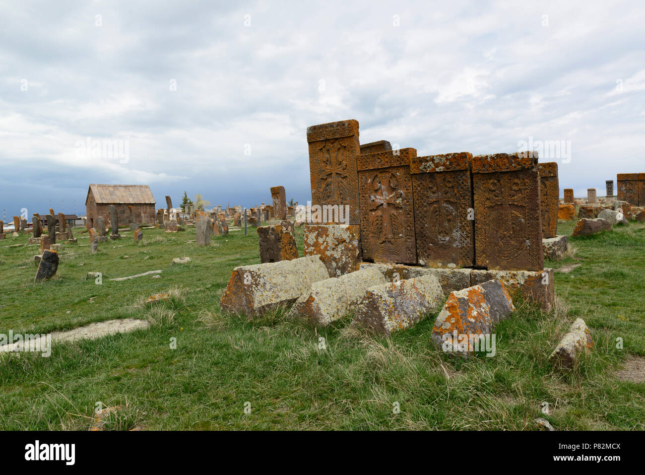 Armenien. Die noratus Friedhof mit vielen Khachkars Stockfoto