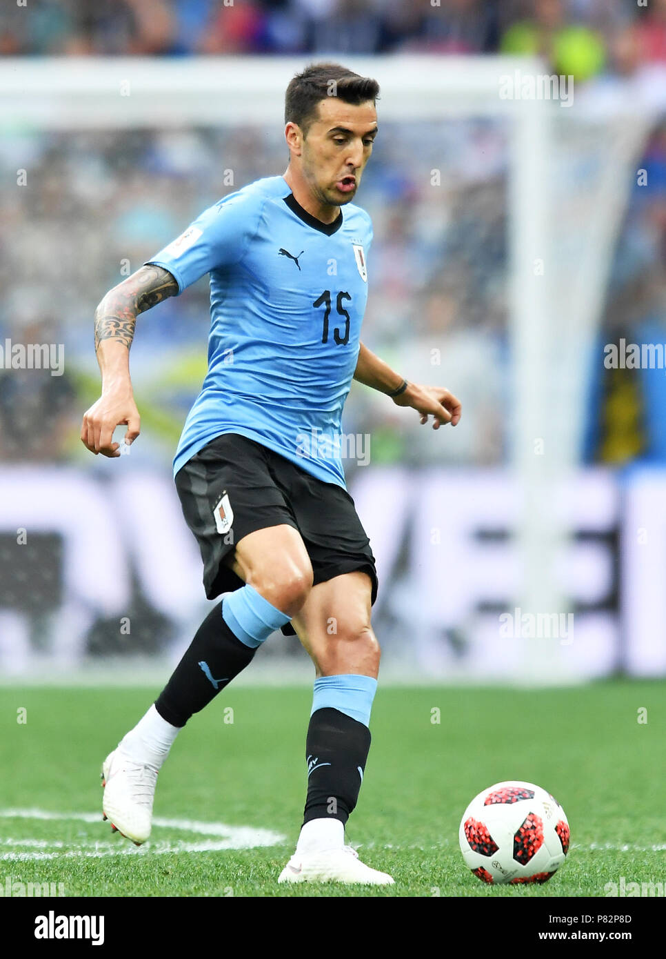 Nischnij Nowgorod, Russland - Juli 06: Matias Vecino von Uruguay in Aktion während der FIFA WM 2018 Russland Viertel Finale zwischen Uruguay und Frankreich in Nizhny Novgorod Stadion am 6. Juli 2018 in Nischni Nowgorod, Russland. (Foto von Lukasz Laskowski/PressFocus/MB Medien) Stockfoto