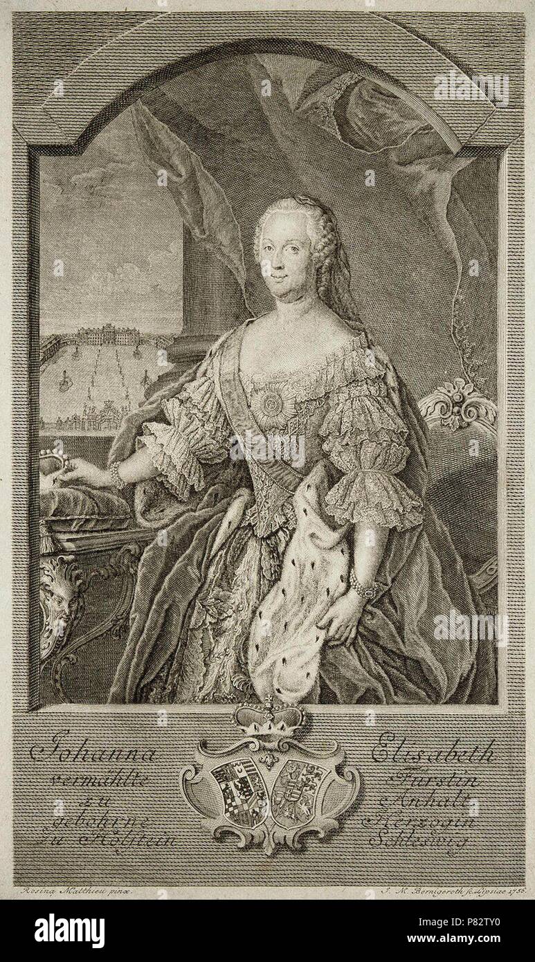 Portrait von Johanna-Elizabeth, kurfürstin von Anhalt-Zerbst (1712-1760), Mutter von Katharina II. Museum: Staatliche Eremitage, St. Petersburg. Stockfoto