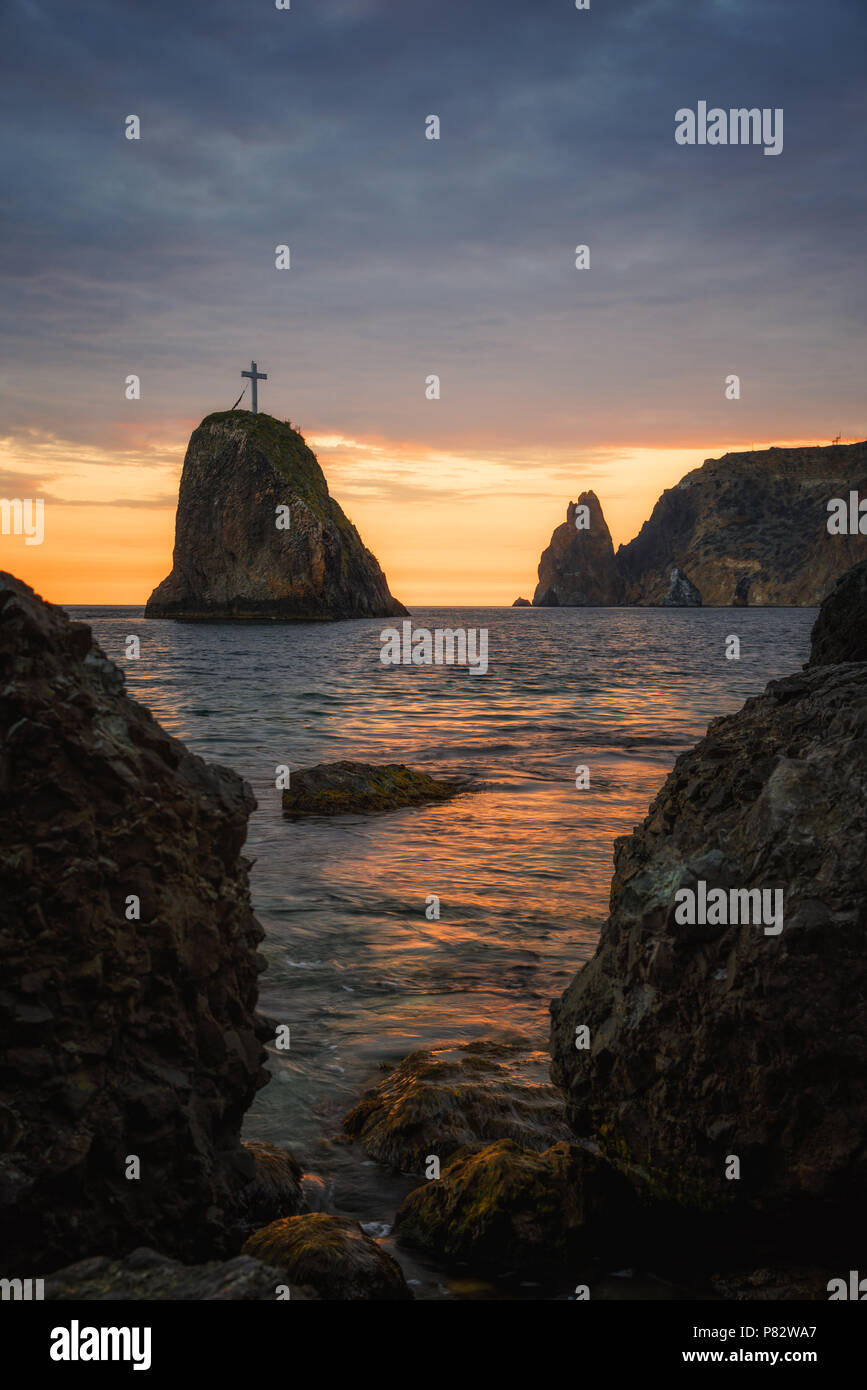 St. George's Rock, Jasper, Strand, Kap Fiolent, Balaklawa Bezirk, Sewastopol, Republik Krim Stockfoto