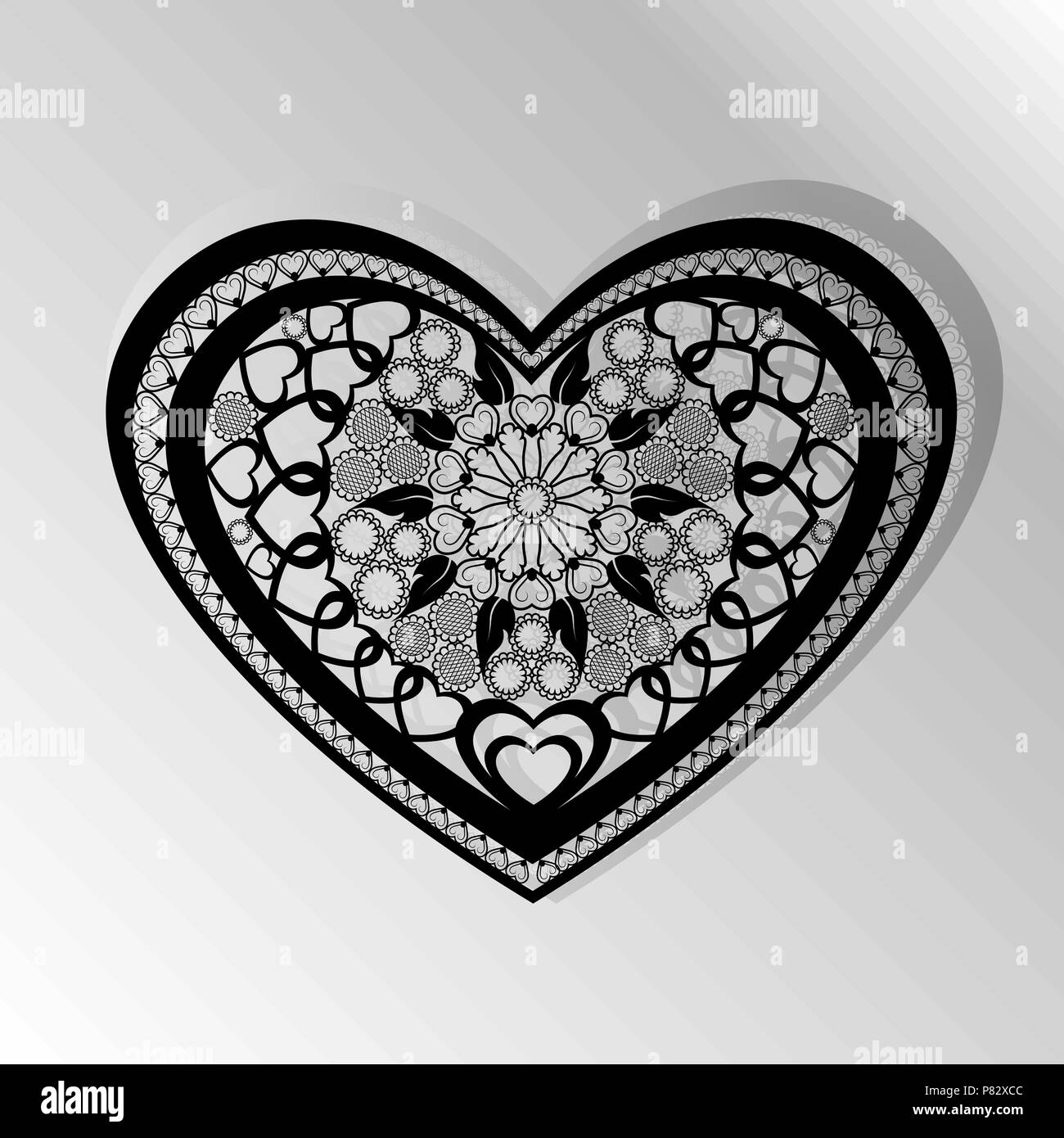 Schneiden Karte. Laser Cut Herzen vector Panel. Ausschnitt Silhouette mit Herz Muster. Filigrane