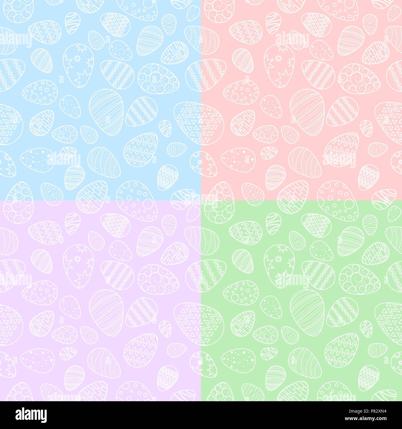 Vektor, nahtlose Muster von Eiern. rosa, blau, rot, grün Hintergrund. Ostern. Stock Vektor