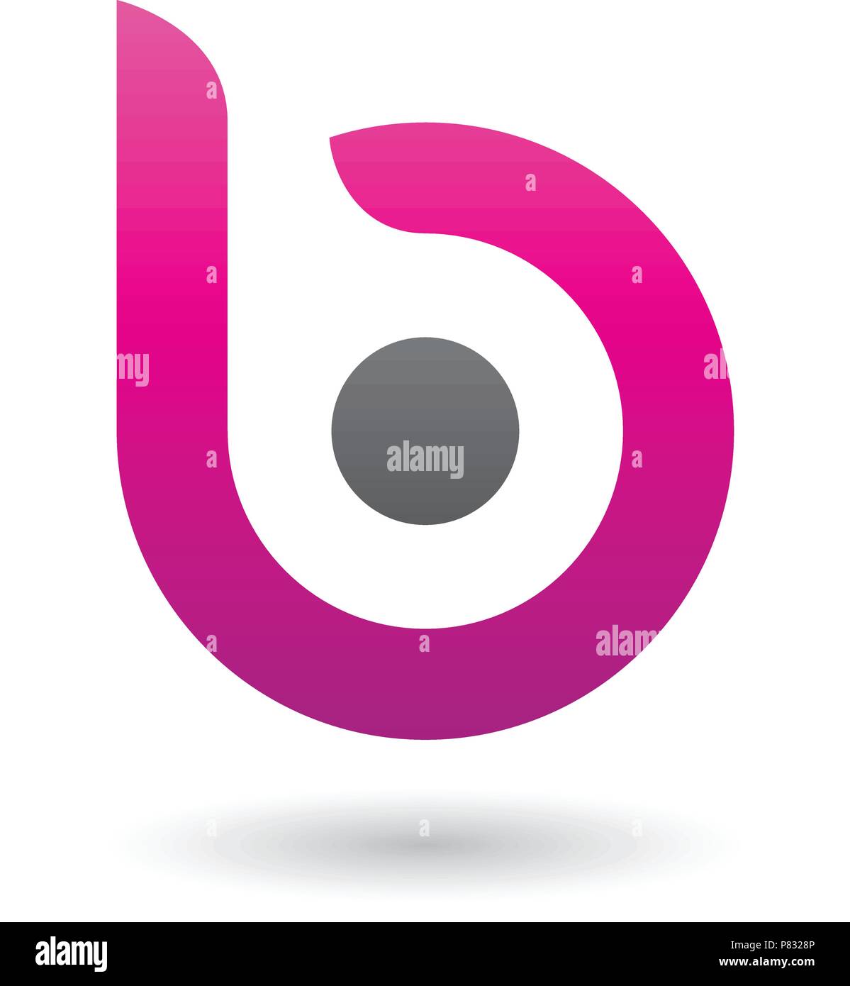 Vector Illustration eines Magenta runden Schrift in Fettdruck, Symbol für den Buchstaben B isoliert auf weißem Hintergrund Stock Vektor