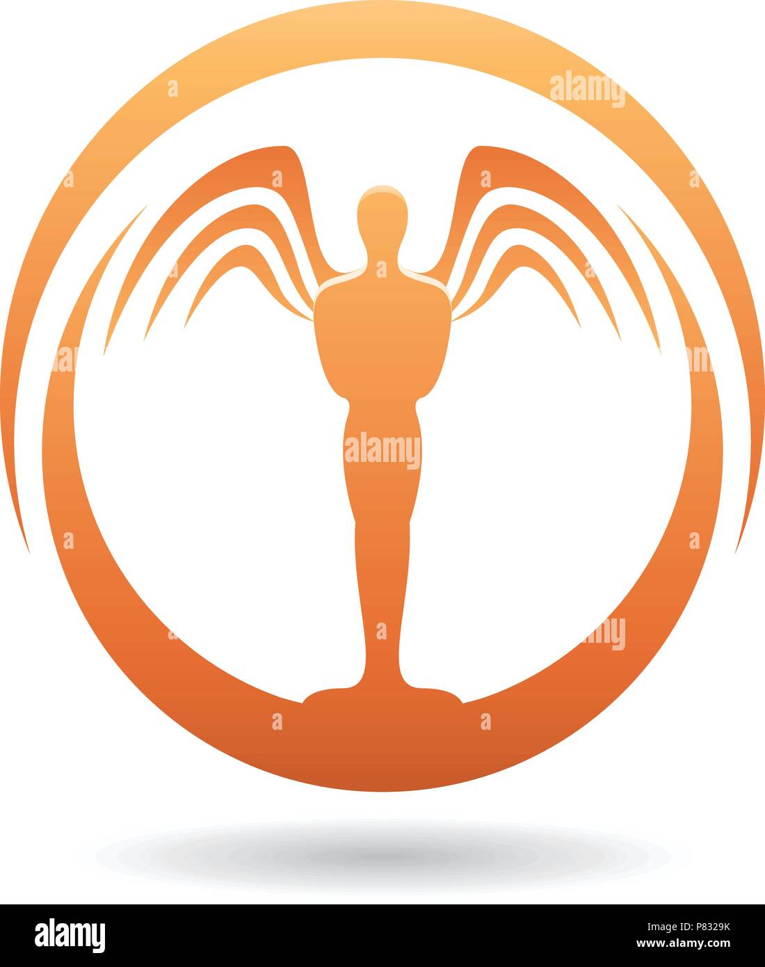 Vector Illustration einer Orange Mann mit Flügeln Symbol Stock Vektor
