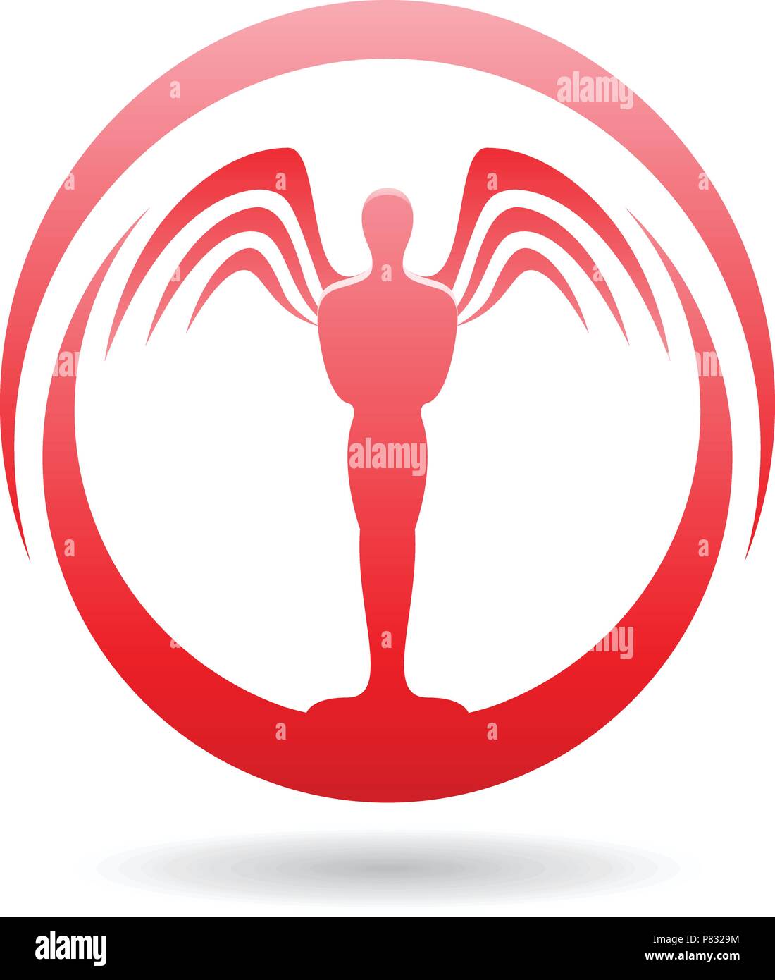 Vector Illustration eines roten Menschen mit Flügeln Symbol Stock Vektor