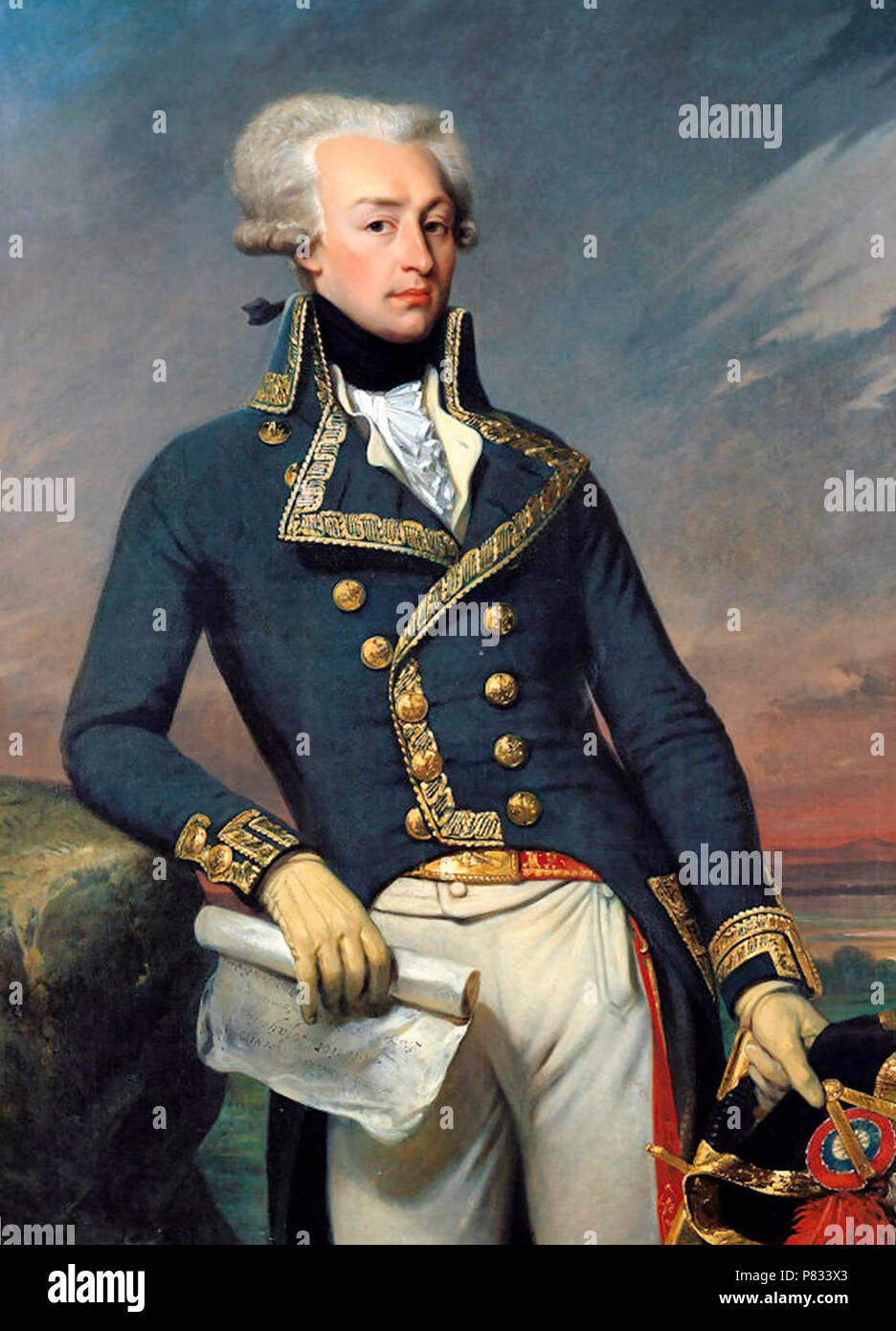 Porträt von Gilbert Motier Marquis de La Fayette als Generalleutnant, 1791 - Joseph-Desire Court, 1834 Stockfoto