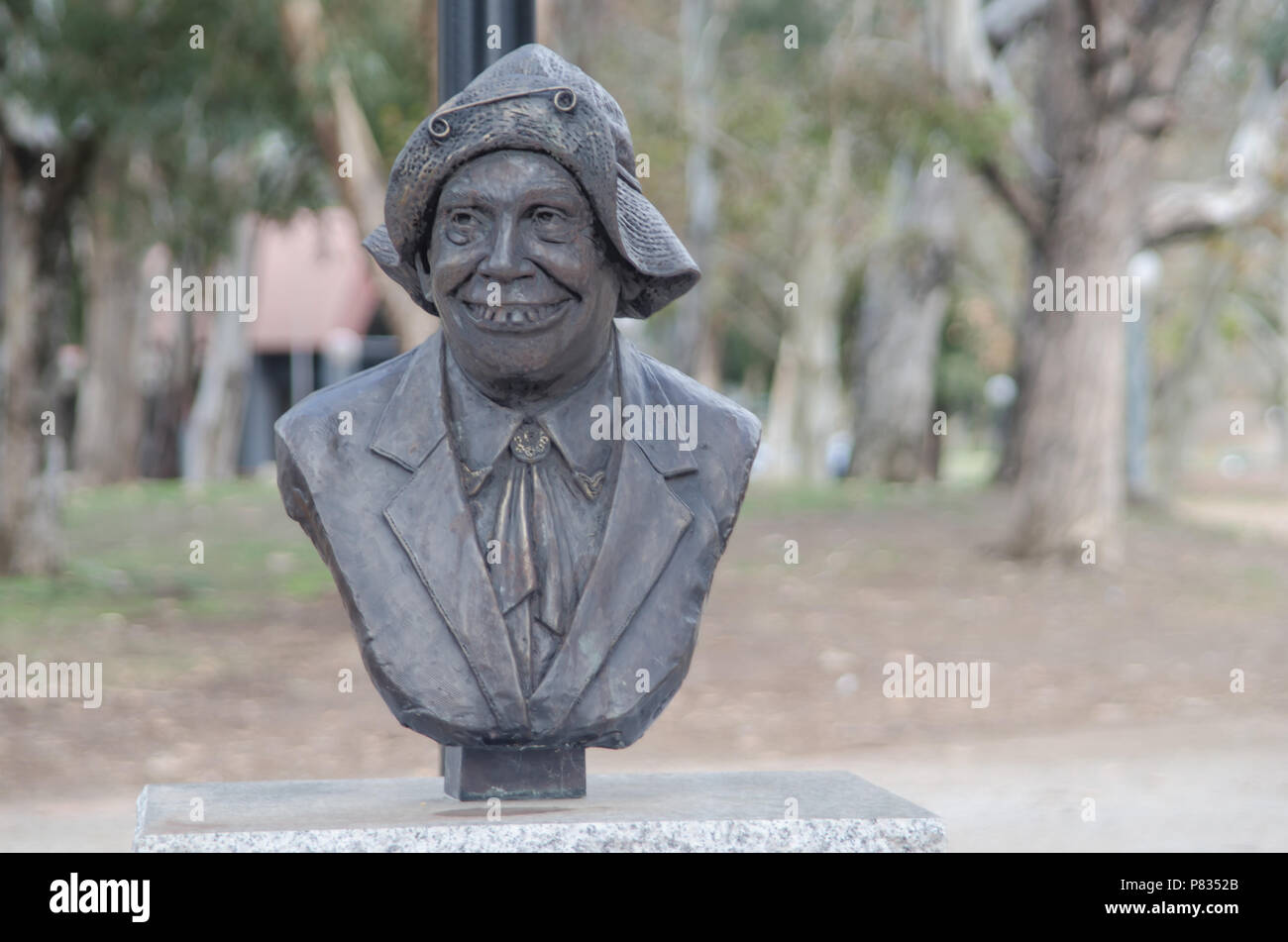 Skulptur von Chad Morgan (1933-) von Kate Französisch. An Bicentennial Park, Tamworth NSW Australien angezeigt. Stockfoto