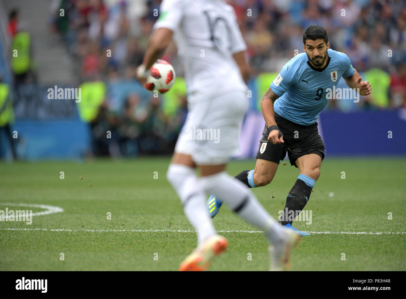 Luis Suarez (uru) während der FIFA WM-Viertelfinale zwischen Uruguay 0-2 Frankreich am Stadion in Nischni Nowgorod Nischni Nowgorod, Russland. Juli 6, 2018. Credit: Shinji Akagi/FERNOST PRESSE/LBA/Alamy leben Nachrichten Stockfoto