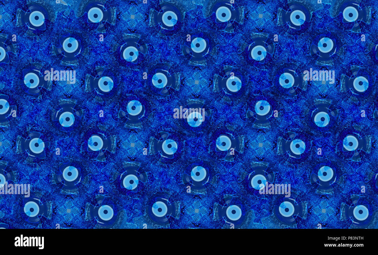 Digitale Technik von blue Evil eye Pattern mit Photo Collage Technik gemacht. Stockfoto