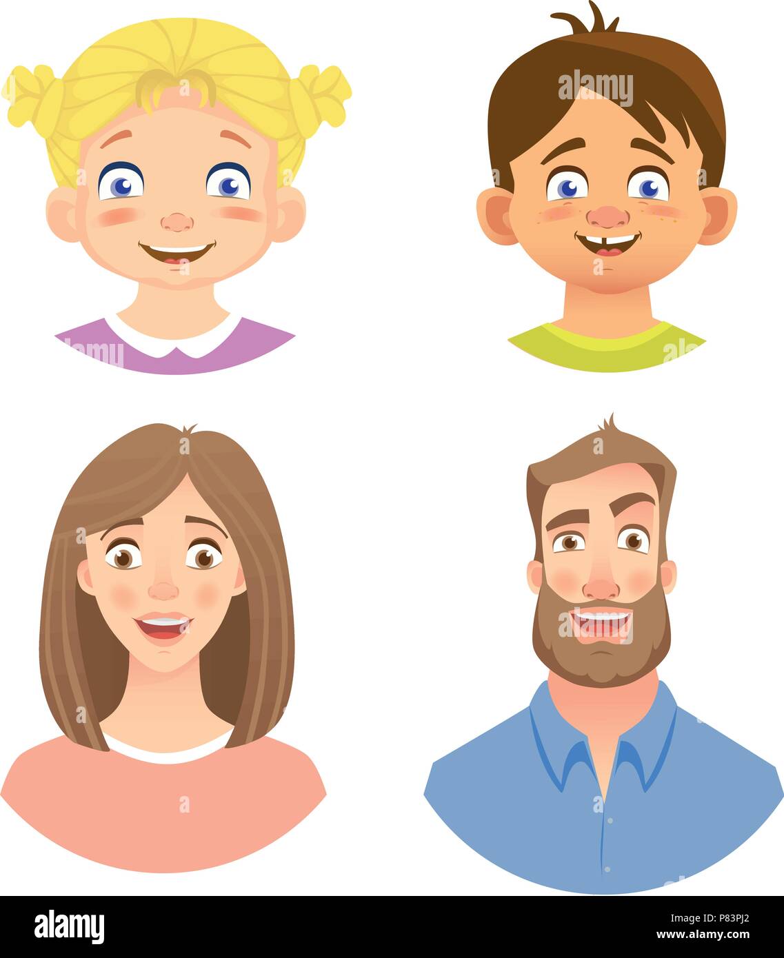 Gefühle des menschlichen Gesichts. Eingestellt von Avataren mit unterschiedlichen Emotionen. Vector Illustration Stock Vektor