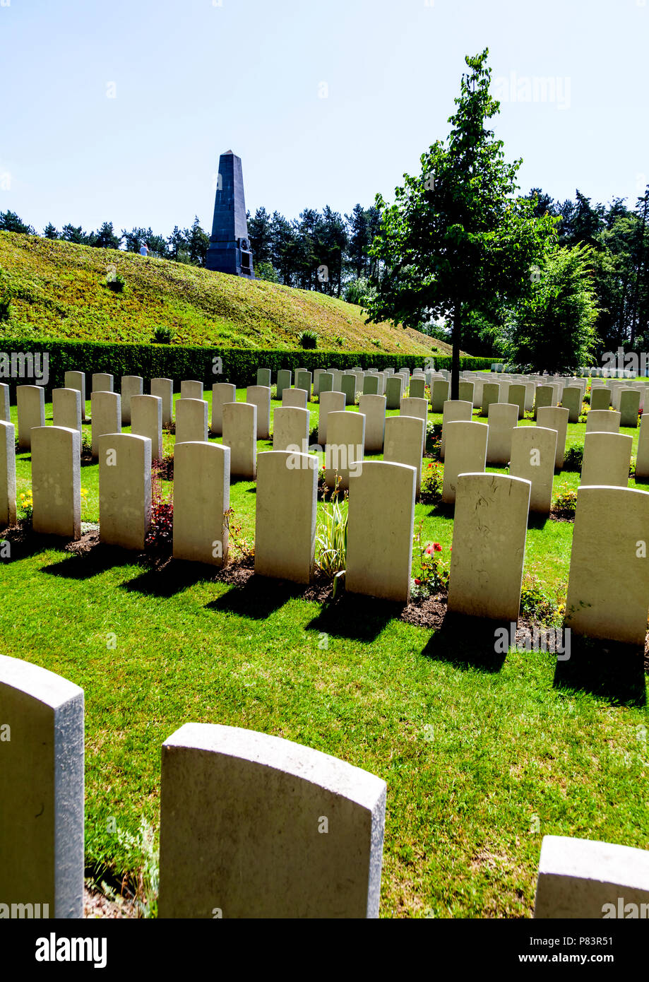 Polygon Woods war Cemetery in der Nähe von Ypern in Belgien enthält 108 Bestattungen inkl. 19 unbekannte Soldaten, die im Ersten Weltkrieg gestorben Stockfoto