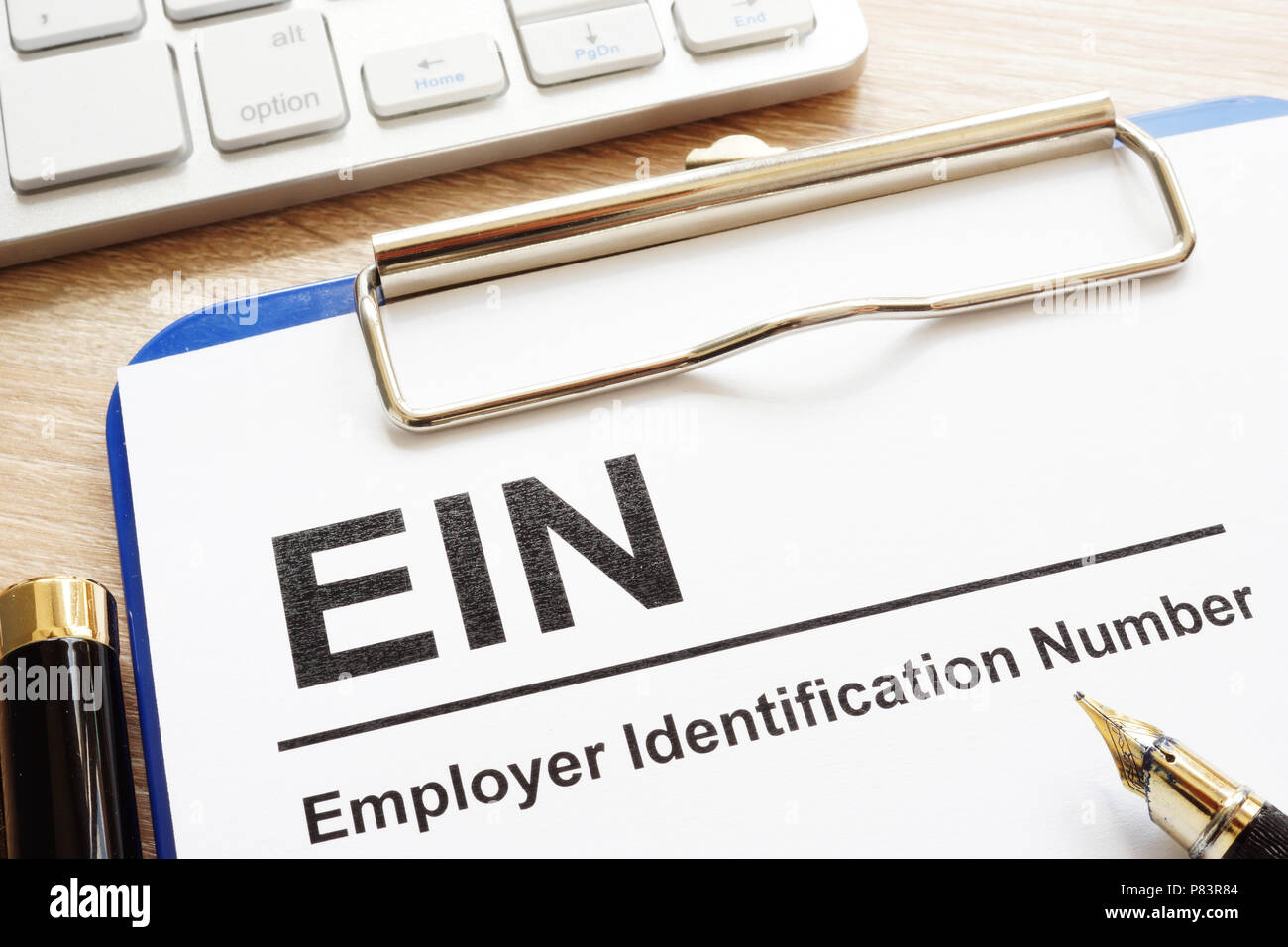 Employer Identification Number (EIN) auf eine Zwischenablage. Stockfoto