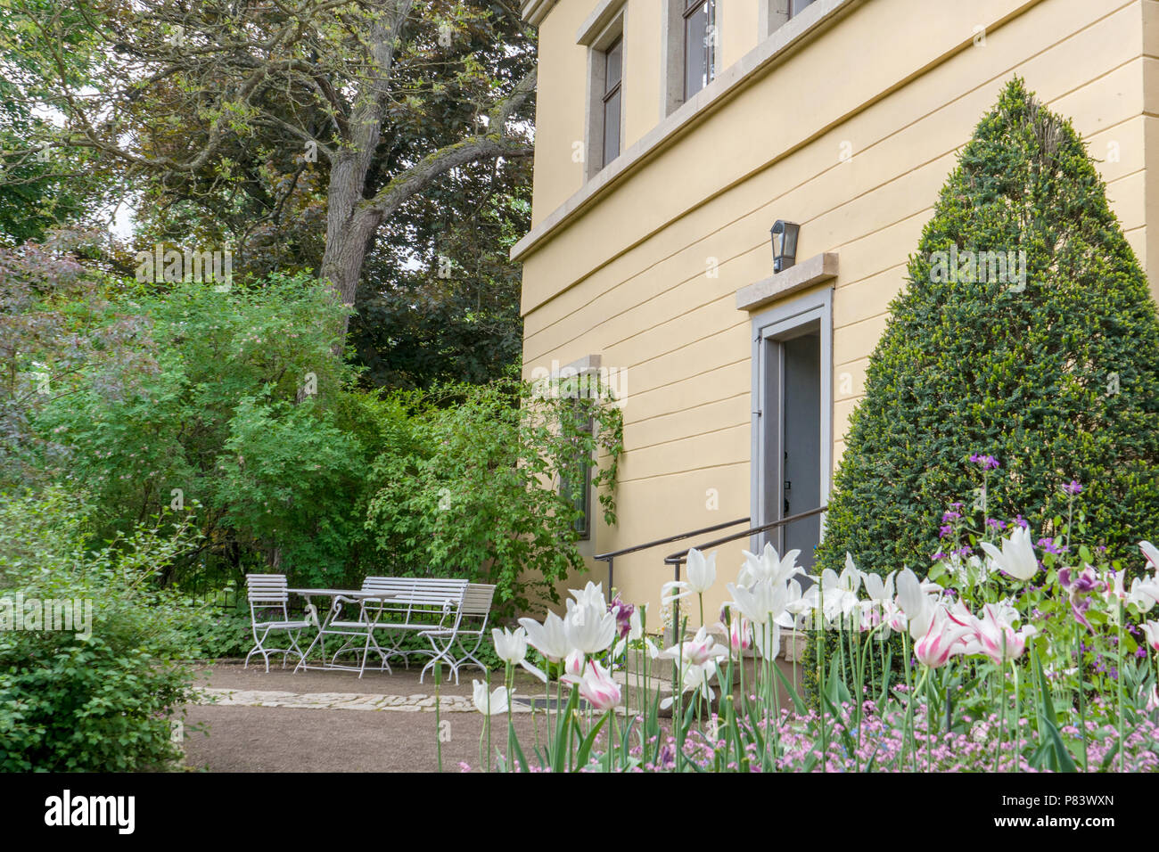Eingang zum Haus des Komponisten Franz Liszt in Weimar. Stockfoto