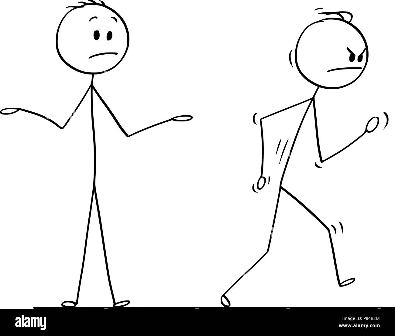 Cartoon von wütenden Mann verlassen Gespräch energisch Stock Vektor