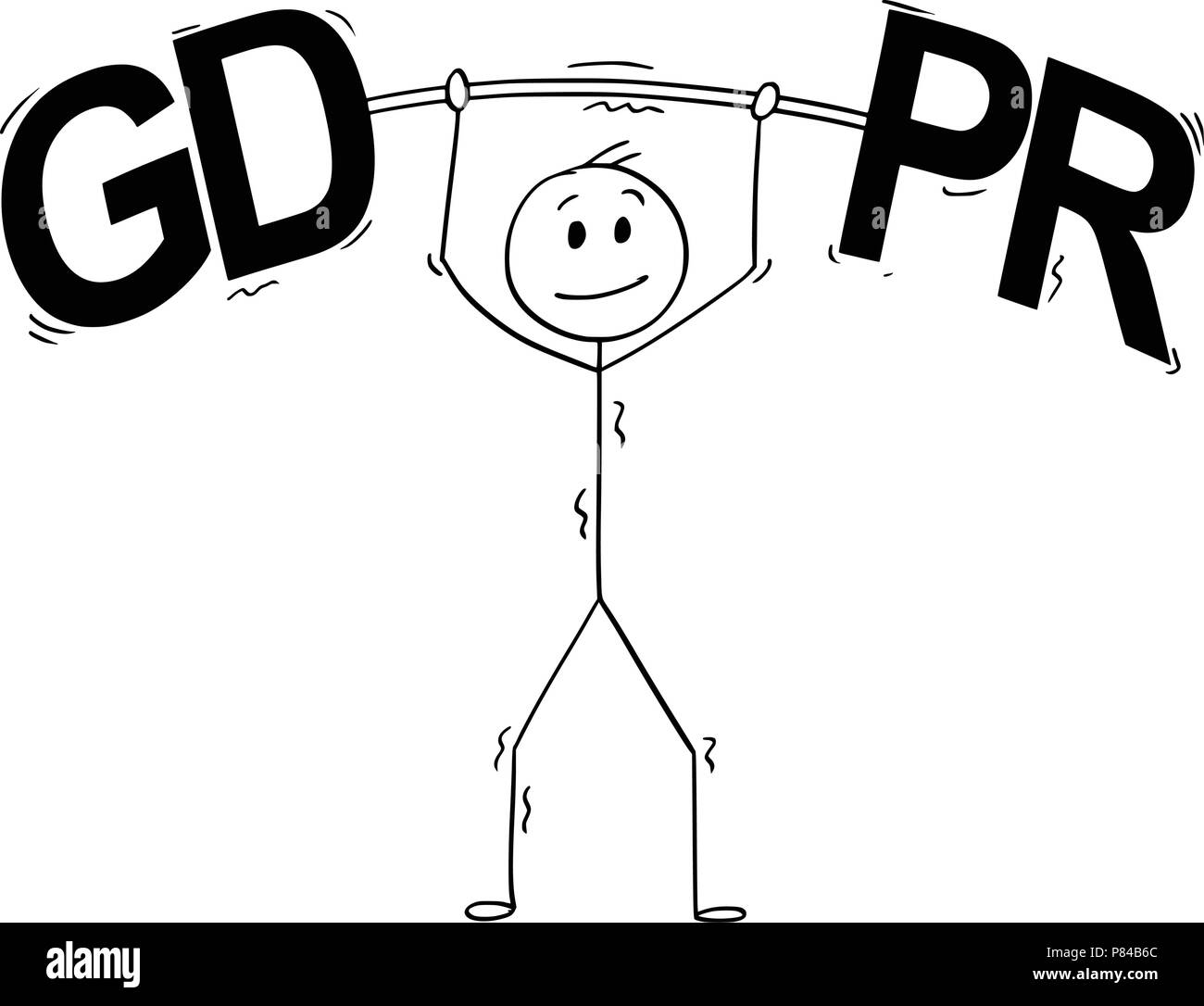 Cartoon von Gewichtheber Gewichtheben Big BIPR Buchstaben Stock Vektor