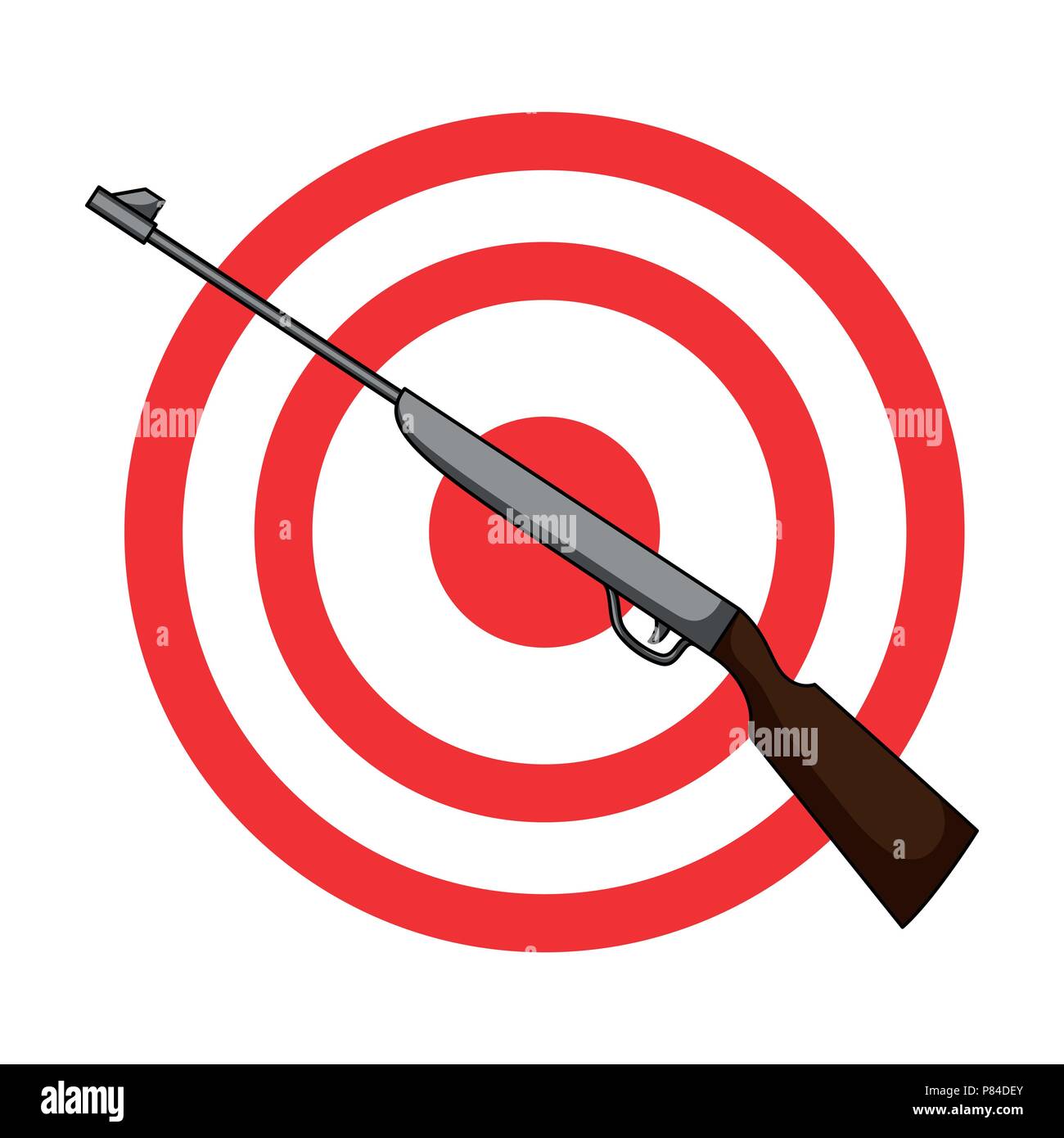 Waffe und Ziel. Schießstand in einem Vergnügungspark Vergnügungspark einzelnen Symbol im Comic-stil Vektor Symbol lieferbar web Abbildung. Stock Vektor