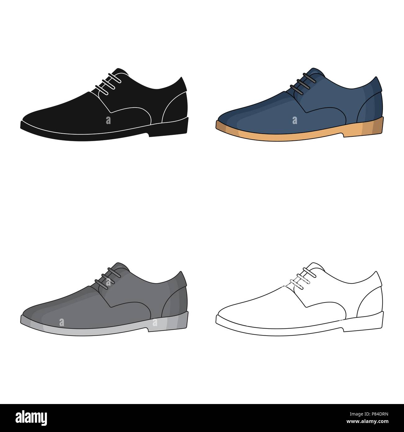 Herren Leder glänzende Schuhe mit Schnürsenkeln. Schuhe mit einem Anzug  tragen. Unterschiedliche Schuhe einzelnen Symbol im Comic-stil Vektor  Symbol lieferbar web Abbildung Stock-Vektorgrafik - Alamy