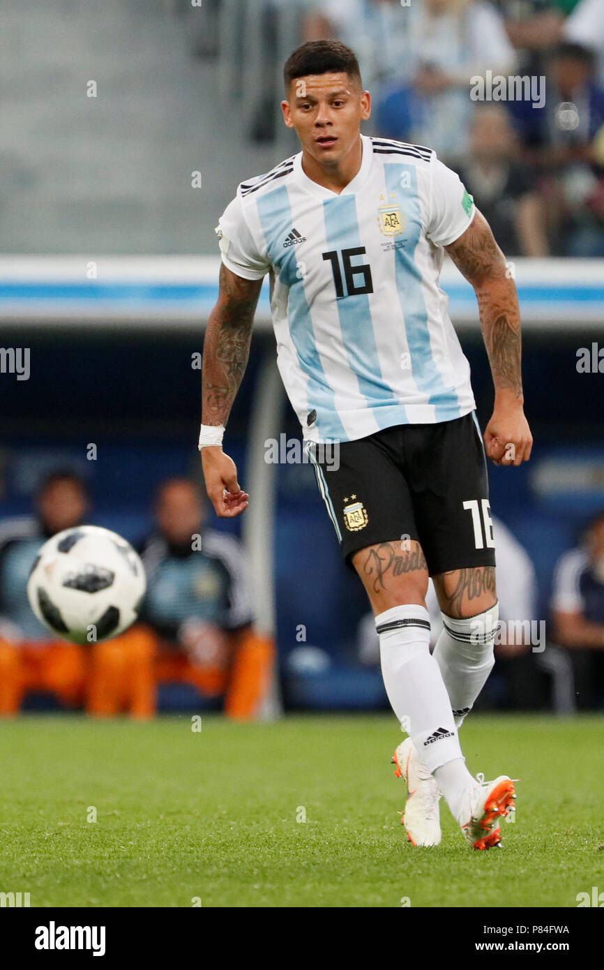 Sankt Petersburg, Russland - 26. Juni: Marcos Rojo Argentiniens Nationalmannschaft während der FIFA WM 2018 Russland Gruppe D Match zwischen Nigeria und Argentinien bei Sankt Petersburg Stadion am 26. Juni 2018 in Sankt Petersburg, Russland. (MB) Stockfoto