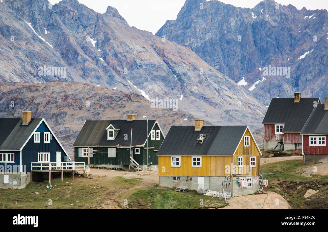 Tasiilaq Dorf, Easertn Grönland Stockfoto