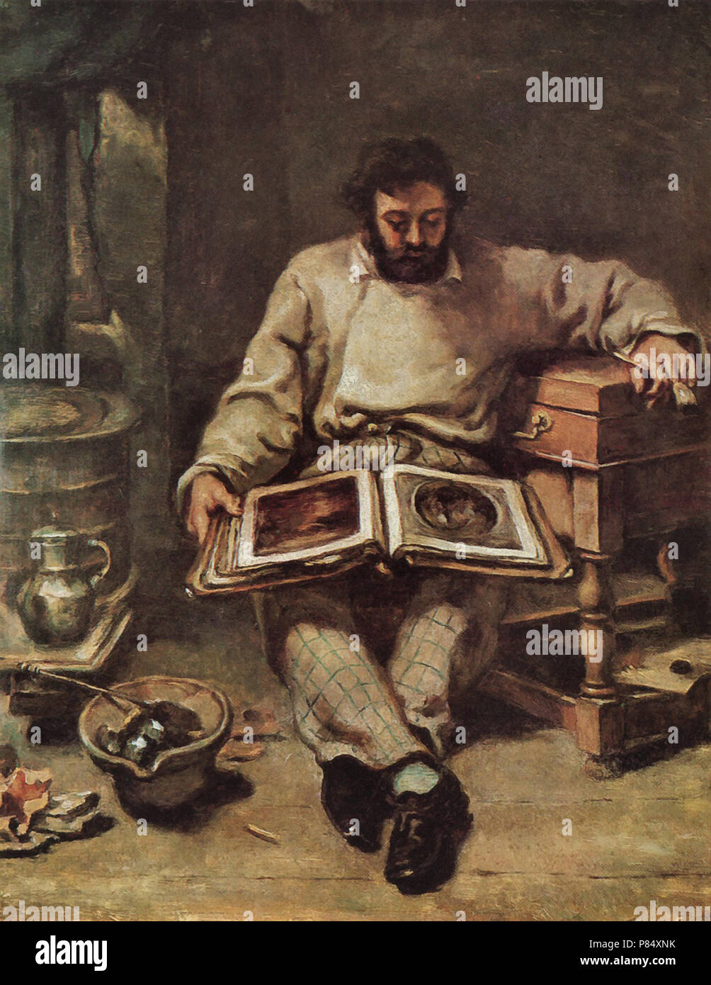 Courbet Gustave - Marc Trapadoux Examinant un livre d'estampes Stockfoto