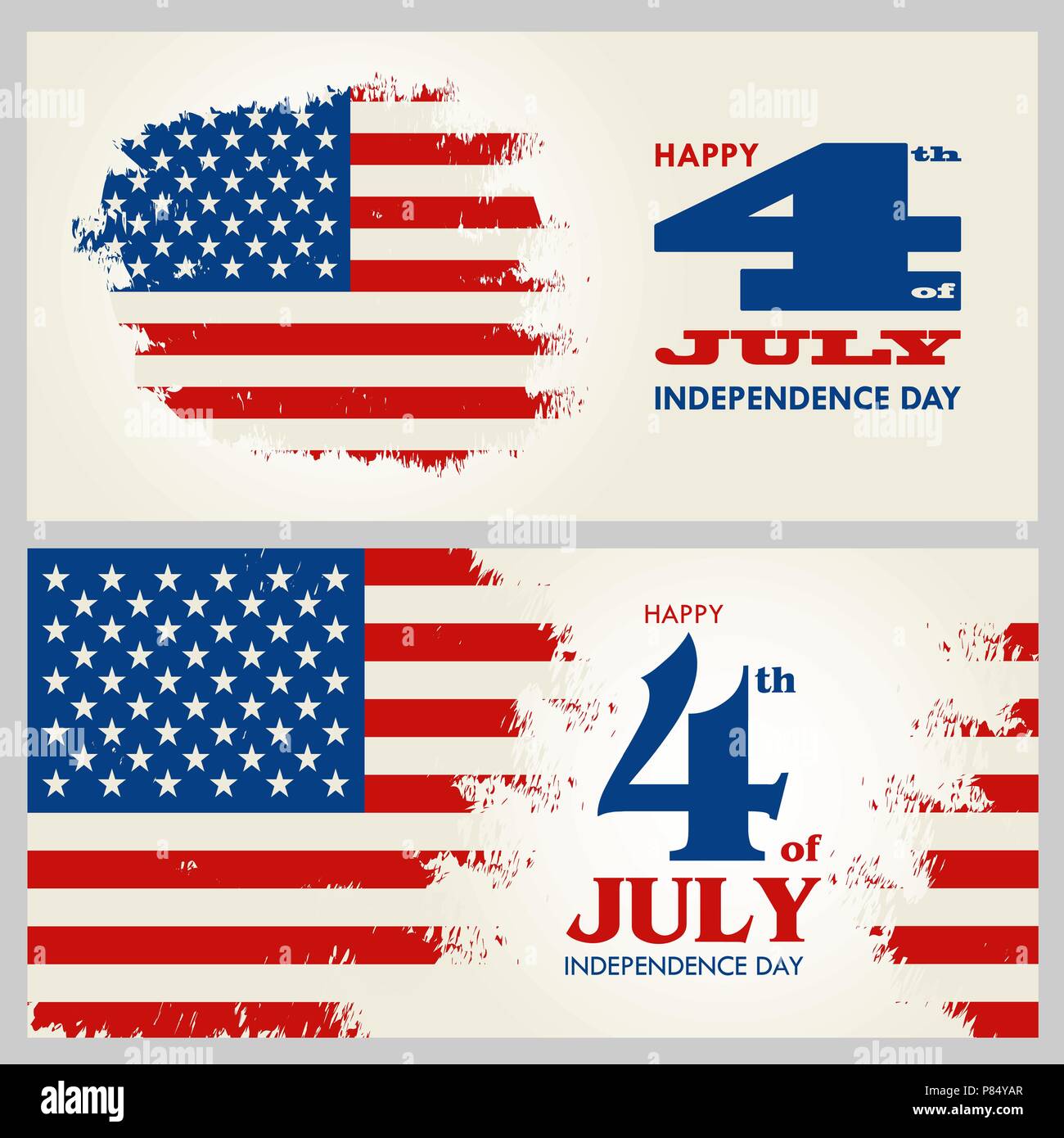 Happy 4.Juli - Tag der Unabhängigkeit der Vereinigten Staaten von Amerika Grußkarte design Vector Illustration. Stock Vektor