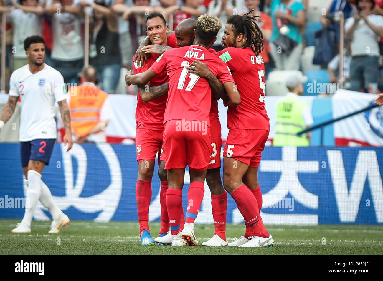 Durante jogo entre INGLATERRA X PANAMÁ válida Pela 2 ª rodada do Grupo G da Copa do Mundo de 2018, No realizada Estádio de Níjni Nowgorod, na Rússia, na tarde deste Domingo (24/06) Stockfoto