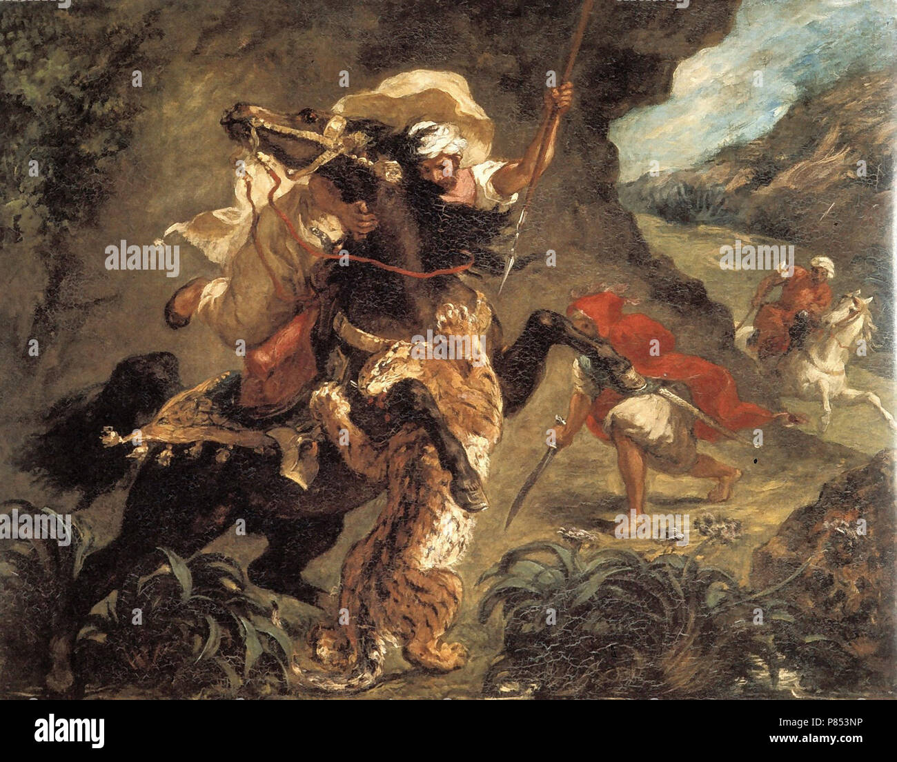 Eugène Delacroix - Tigerjagd Stockfoto