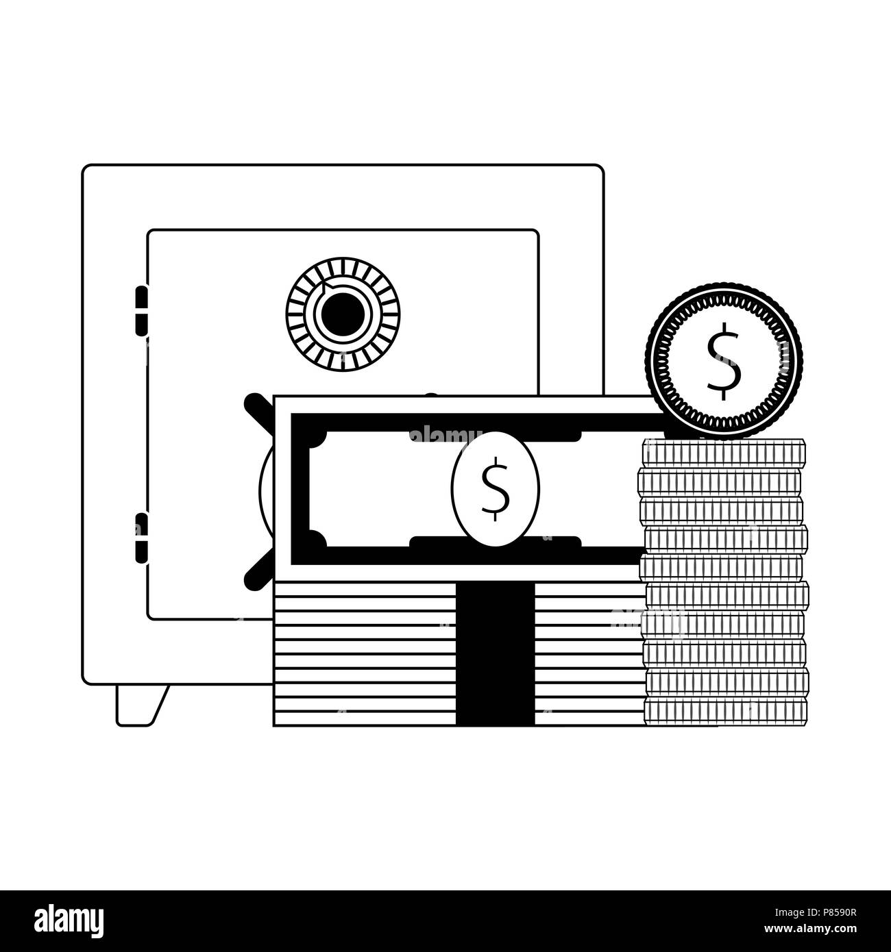 Schließfach. Storage Finanzen linearen Stil. Vector Illustration Stock Vektor