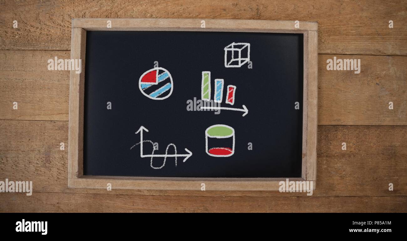 Geometrie Zeichnungen auf Bildung Tafel Stockfoto